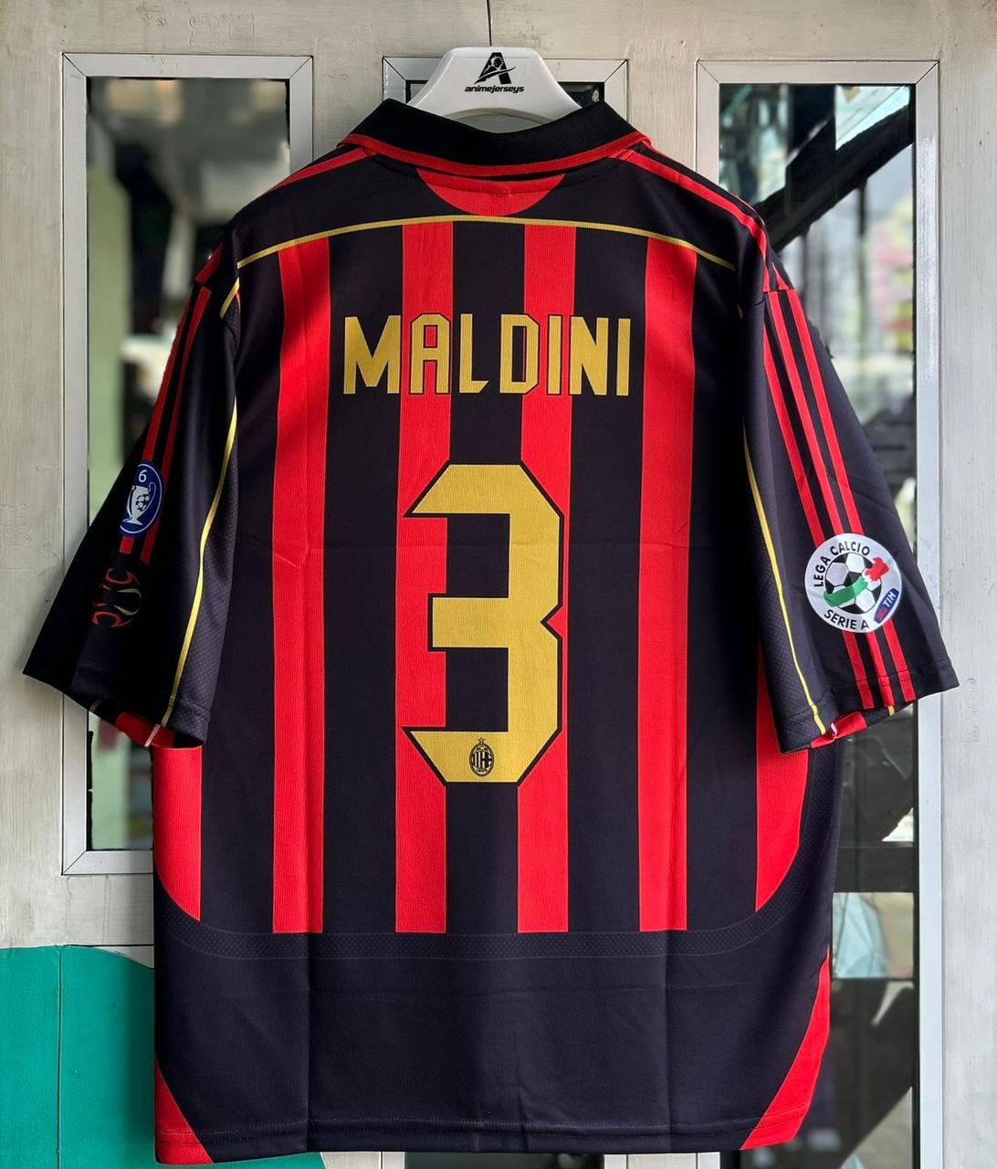 AC MILAN 2006-07 HOME KIT. FIVESLEEVE POLO EMBROIDERY