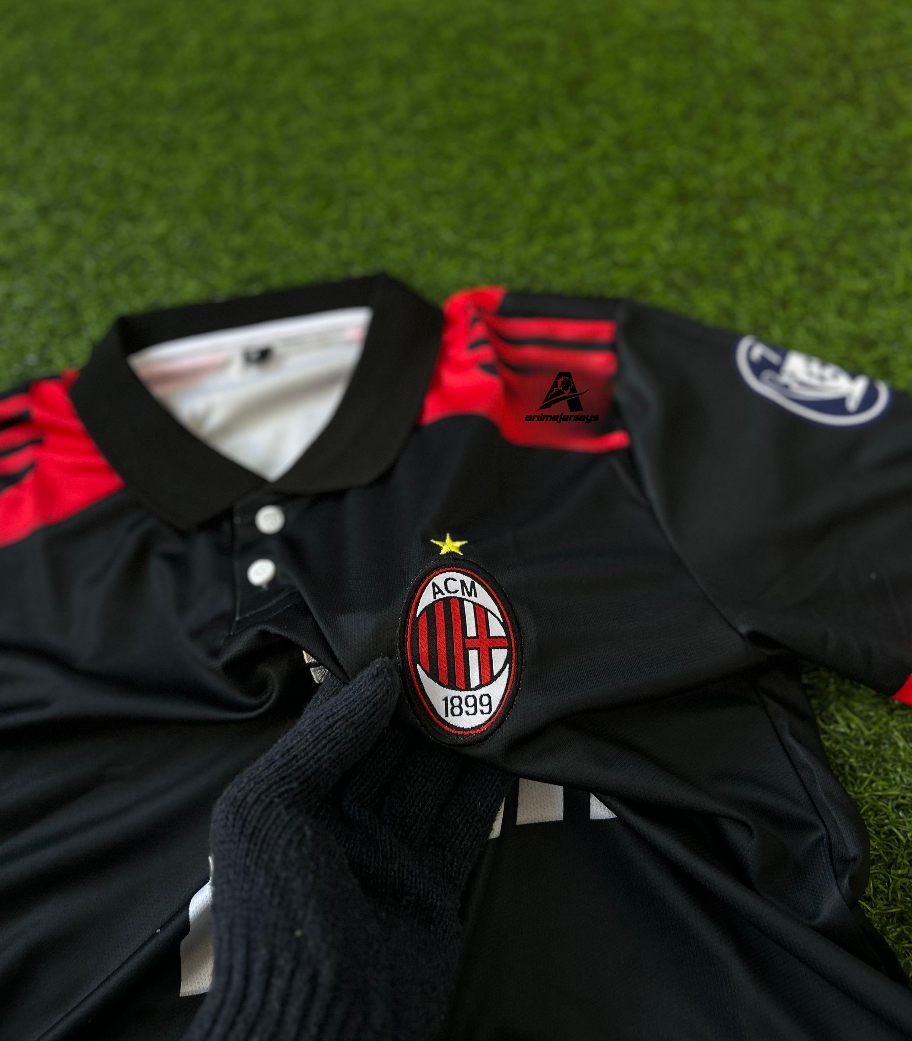 AC MILAN 2007-08 THIRD KIT, HALFSLEEVE POLO EMBROIDERY