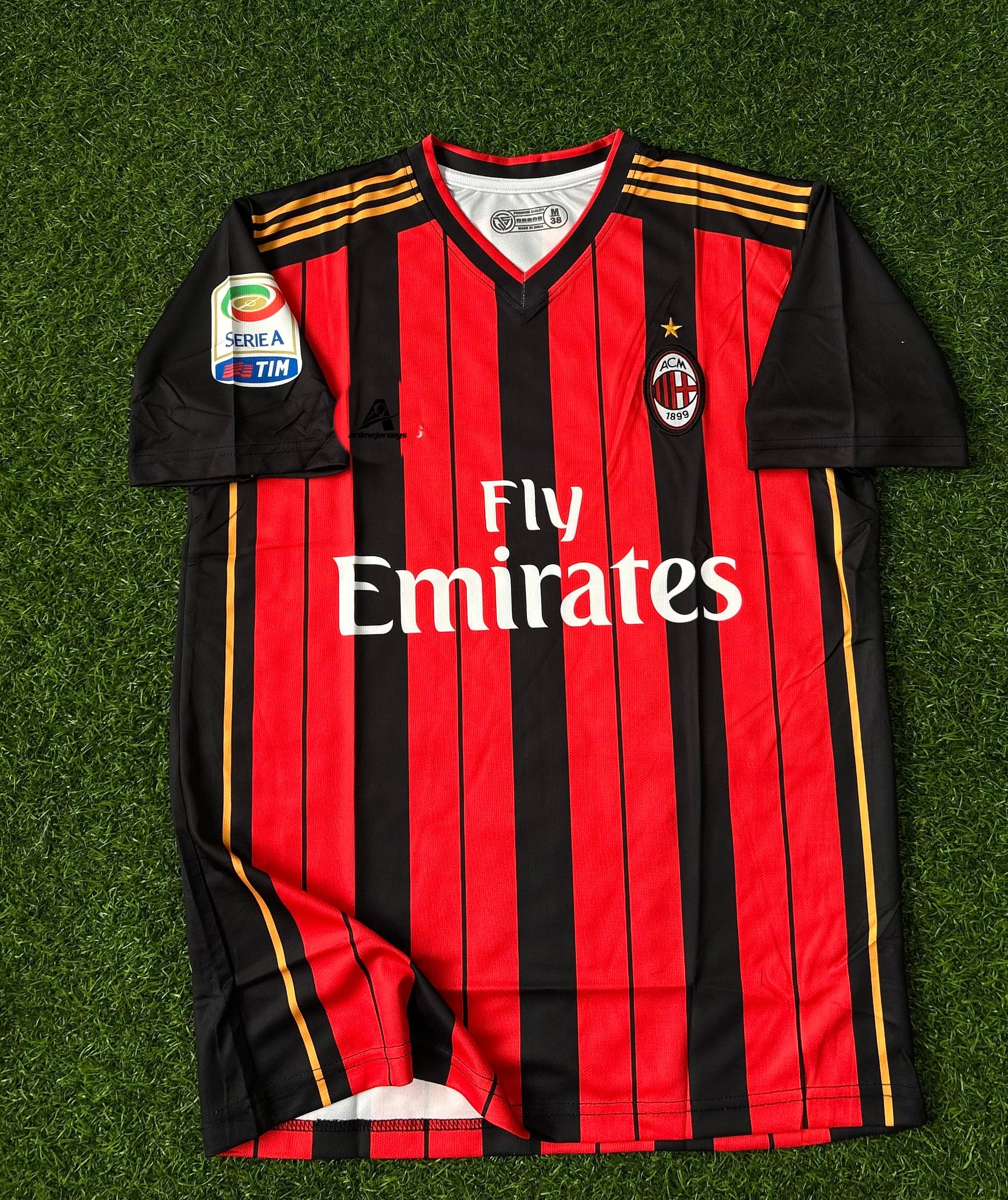 AC MILAN 2013-14 HOME KIT, HALF SLEEVE EMBROIDERY