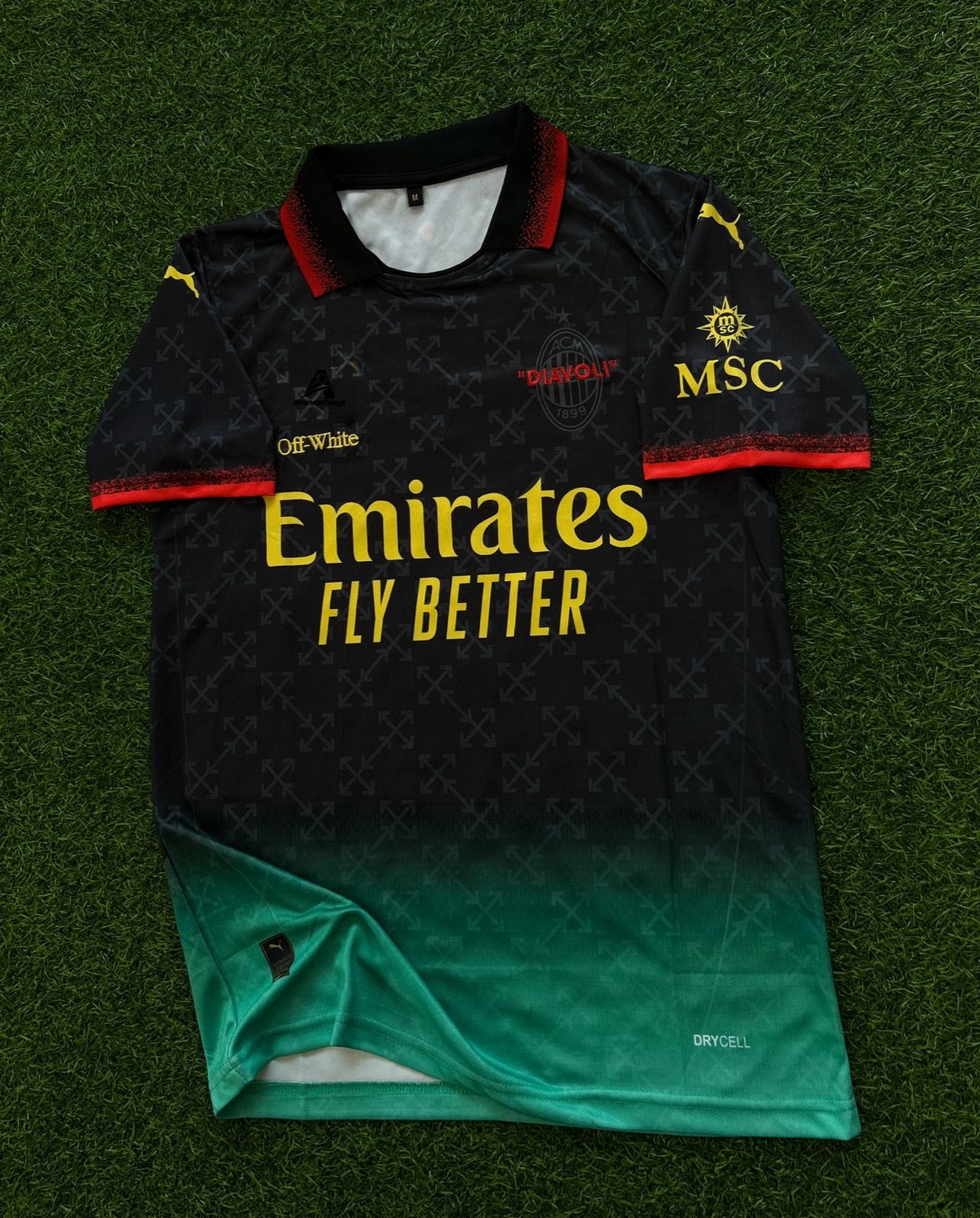 AC MILAN 2024-25 SEASON FOURTH KIT, HALFSLEEVE POLO EMBROIDERY