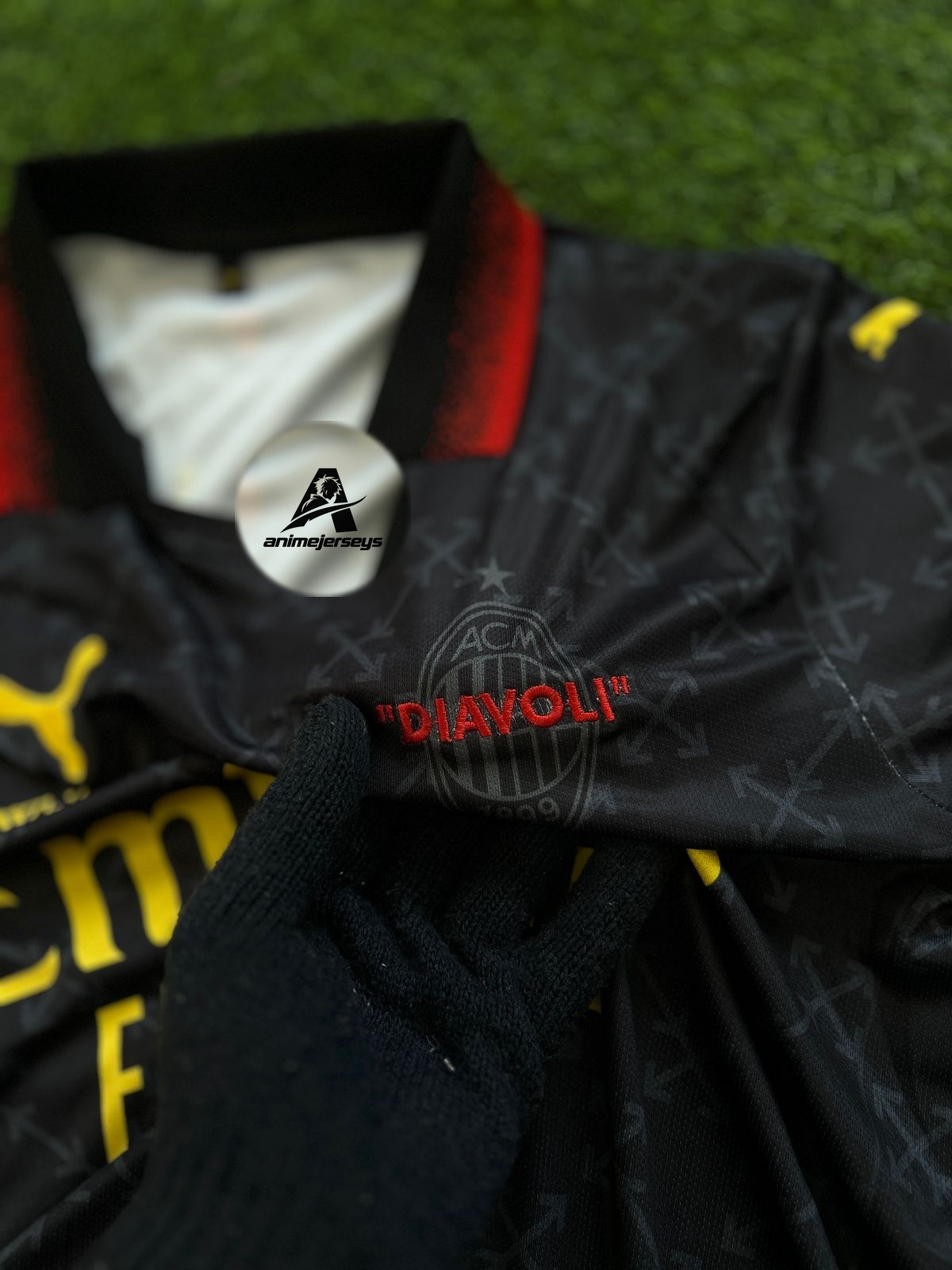 AC MILAN 2024-25 SEASON FOURTH KIT, HALFSLEEVE POLO EMBROIDERY