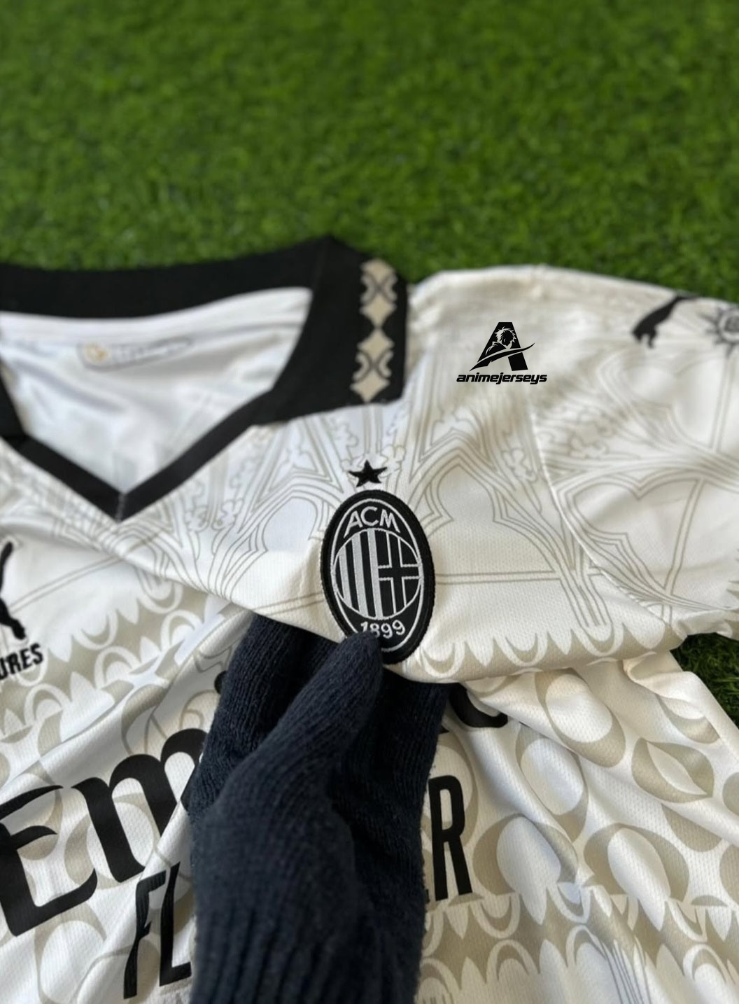AC MILAN X PLEASURES 2023-24 FOURTH KIT, HALFSLEEVE POLO EMBROIDERY