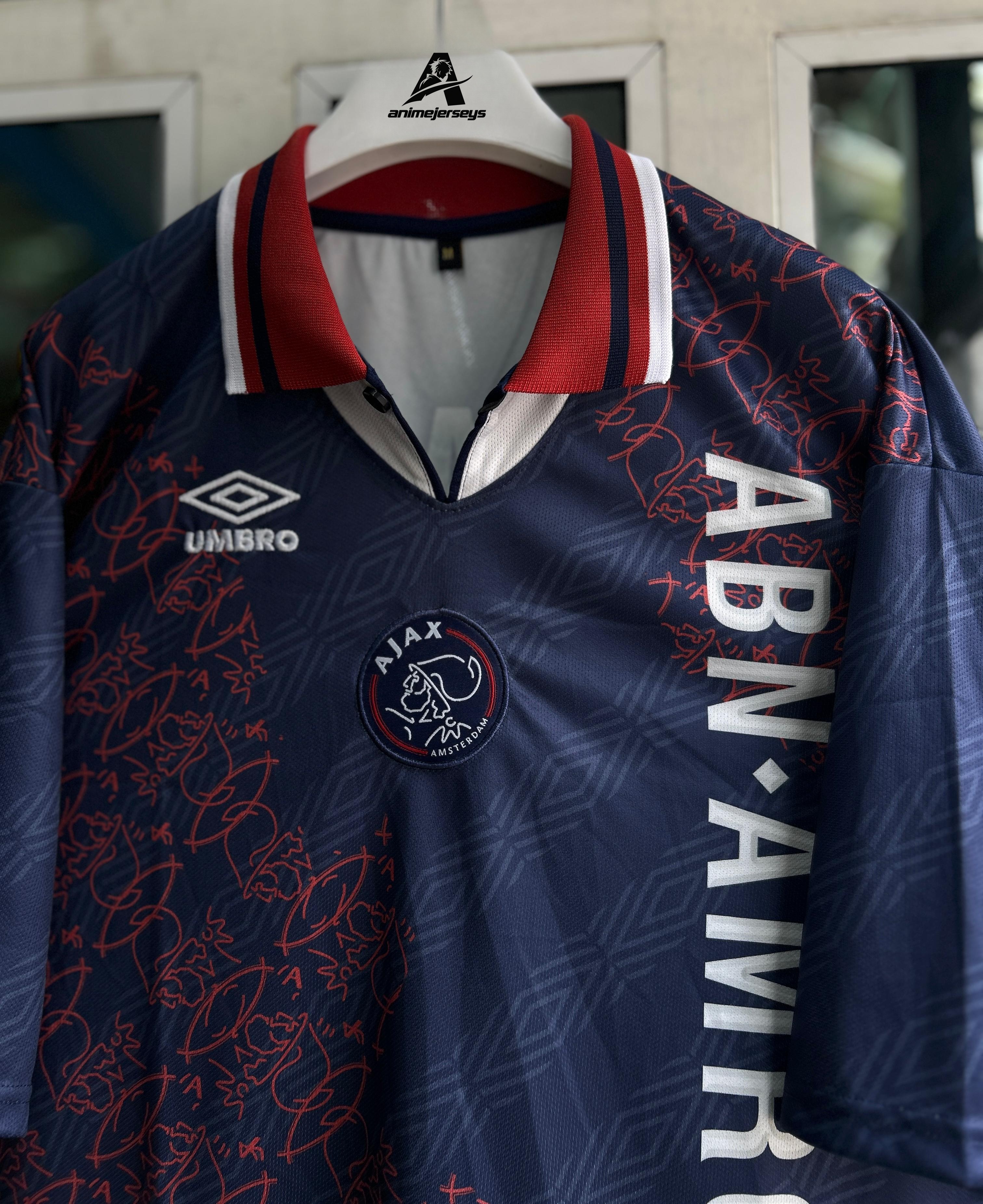 Ajax 1994–95 Away Kit – Rijkaard Five-Sleeve Embroidered Polo (Retro Edition)