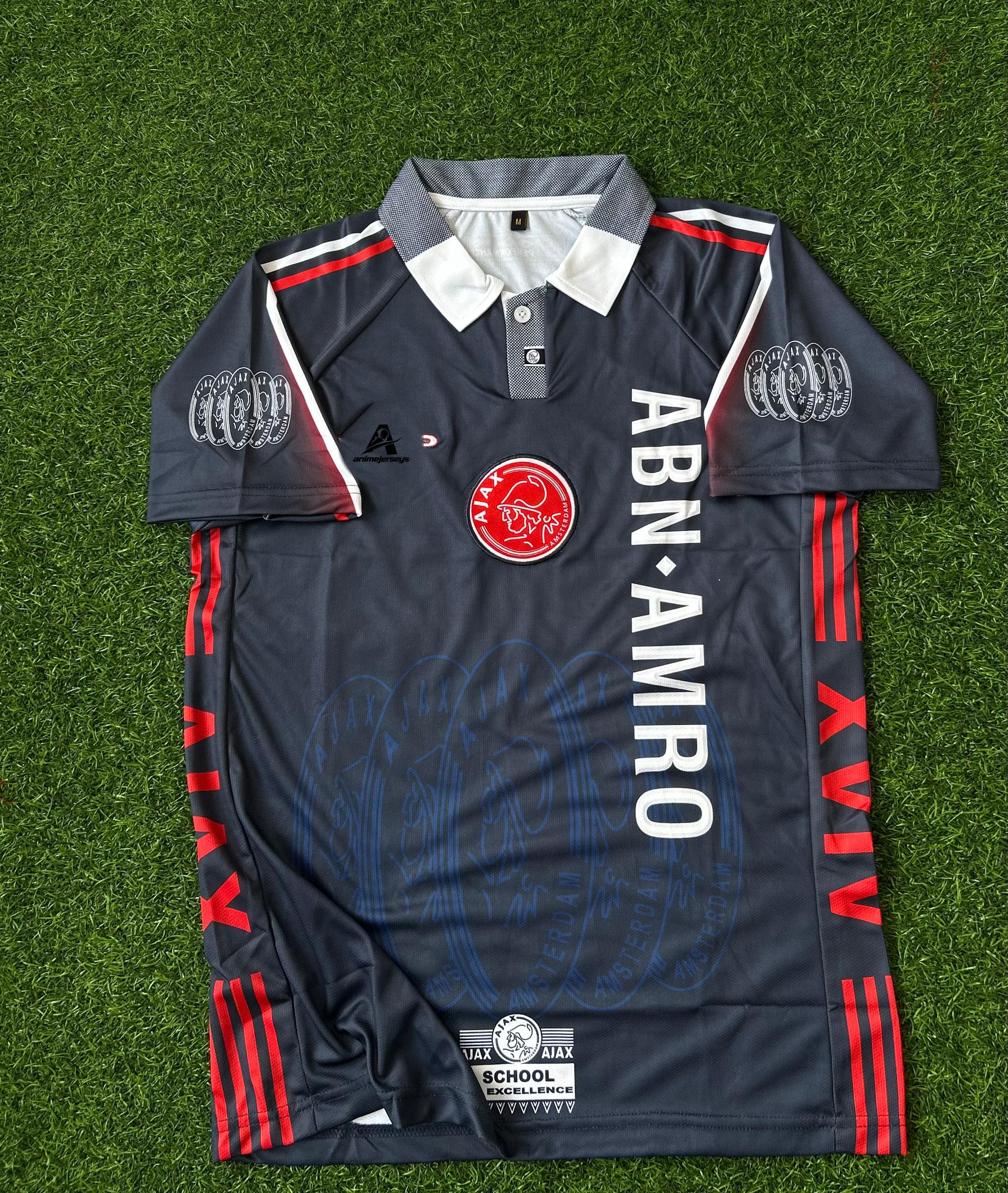 AJAX 1997-98 AWAY KIT, HALFSLEEVE POLO EMBROIDERY