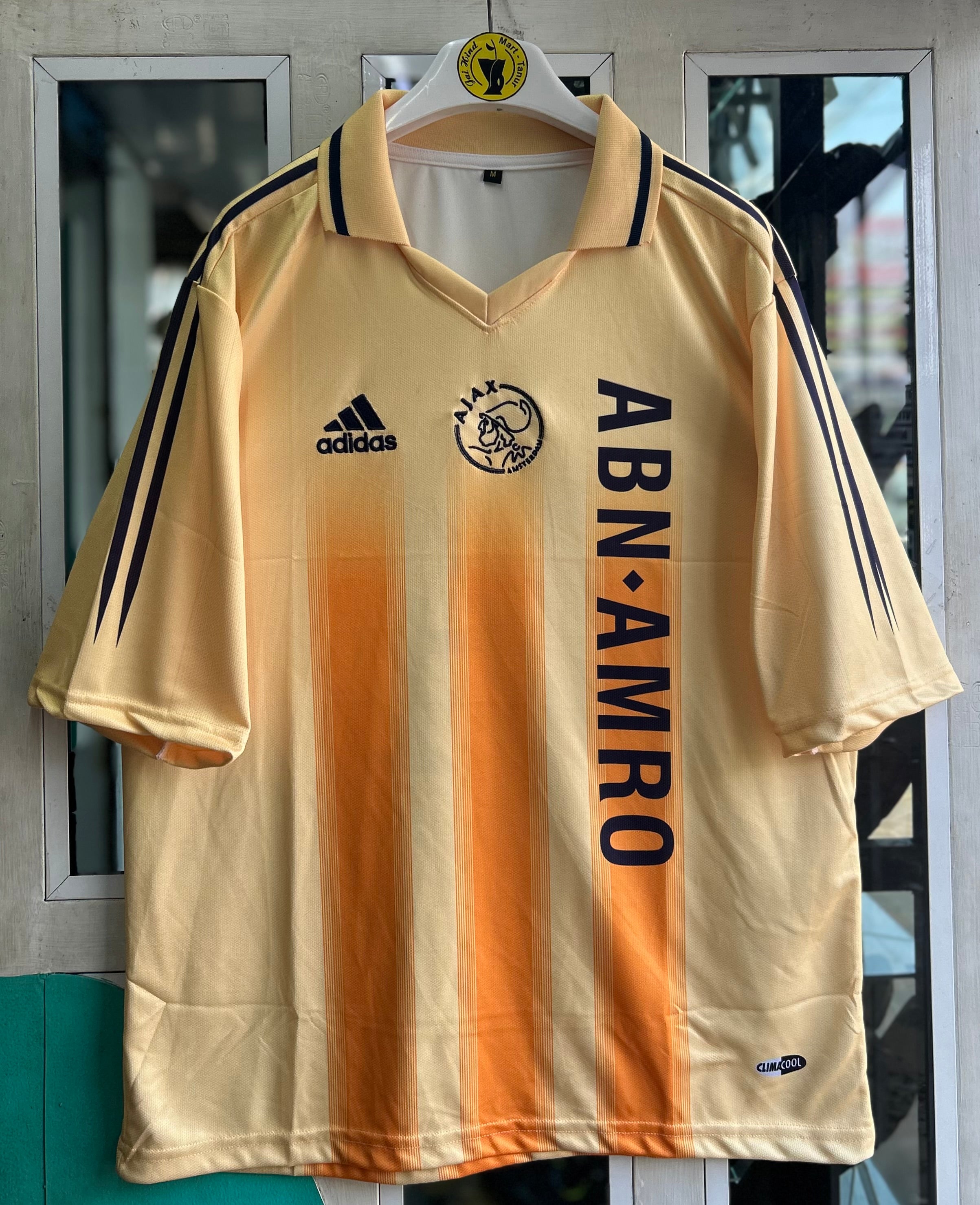AJAX 2004-05 AWAY JERSEY, FIVE SLEEVE POLO EMBROIDERY