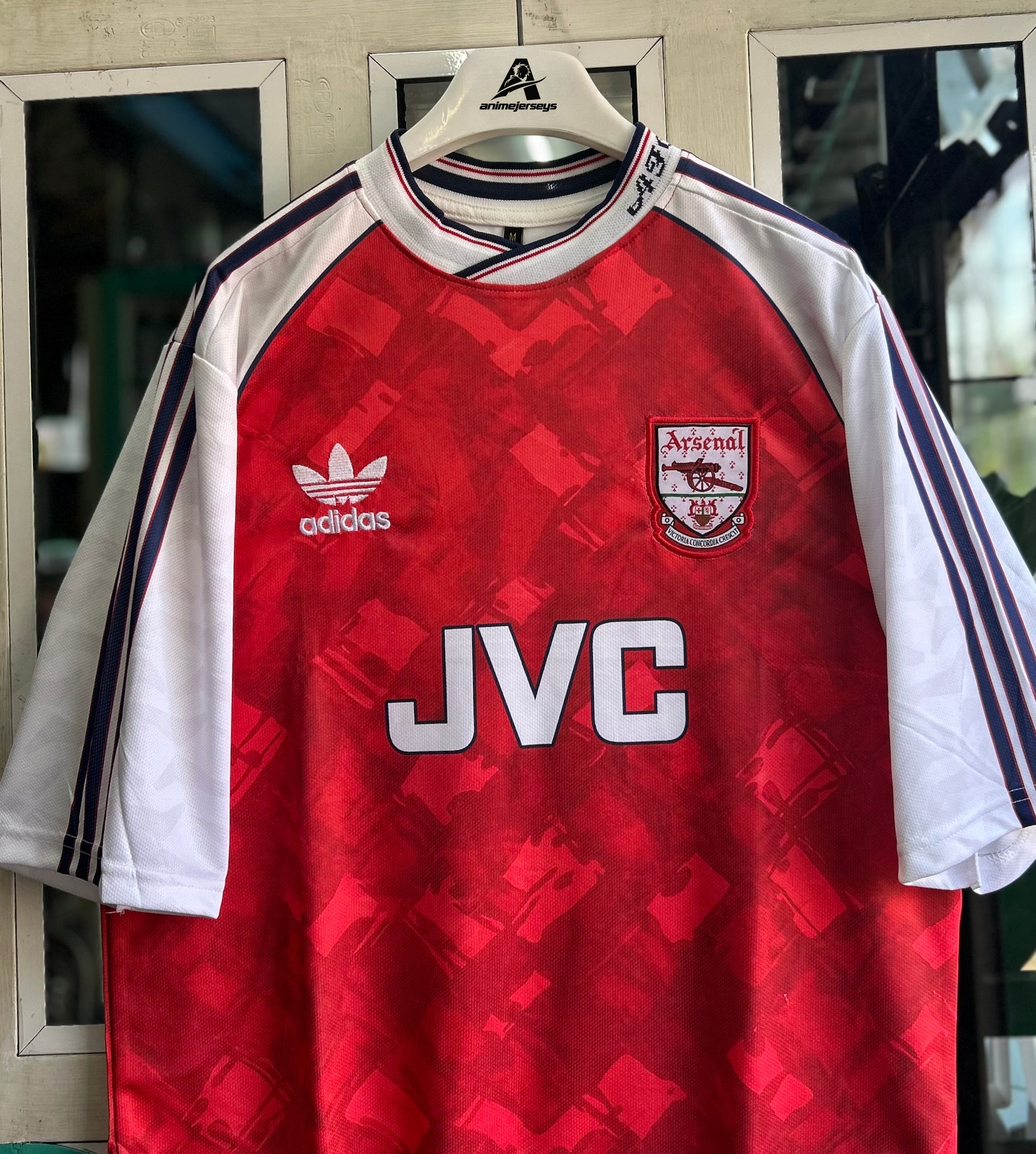 ARSENAL 1990-92 HOME JERSEY, FIVE SLEEVE  EMBROIDERY OG NECK