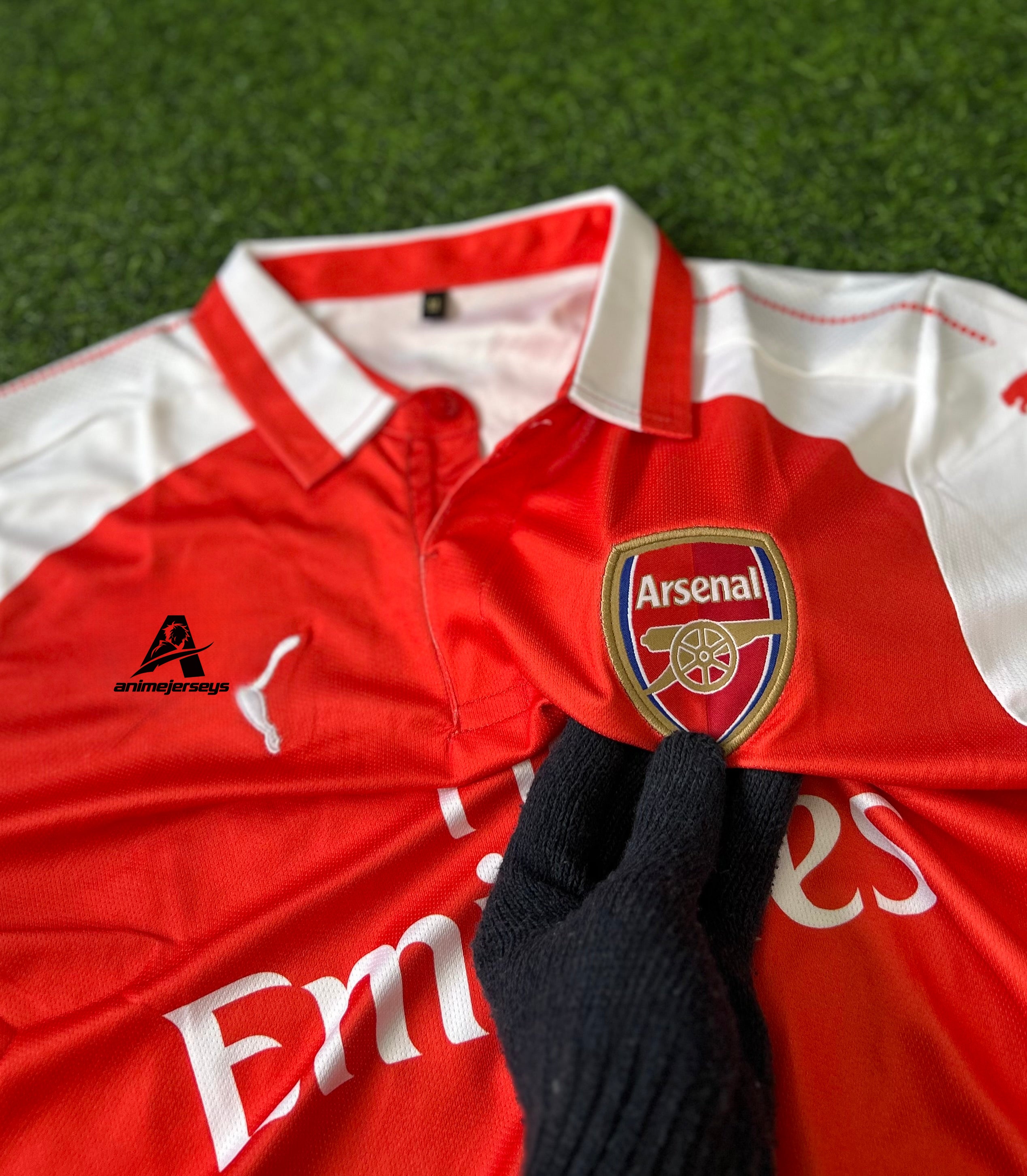 ARSENAL 2017-18 HOME JERSEY, HALF SLEEVE POLO  EMBROIDERY