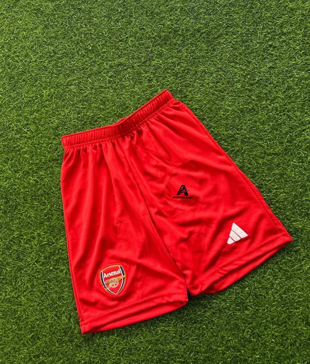 ARSENAL SHORT'S, RED. DOTKNIT EMBROILEDERY
