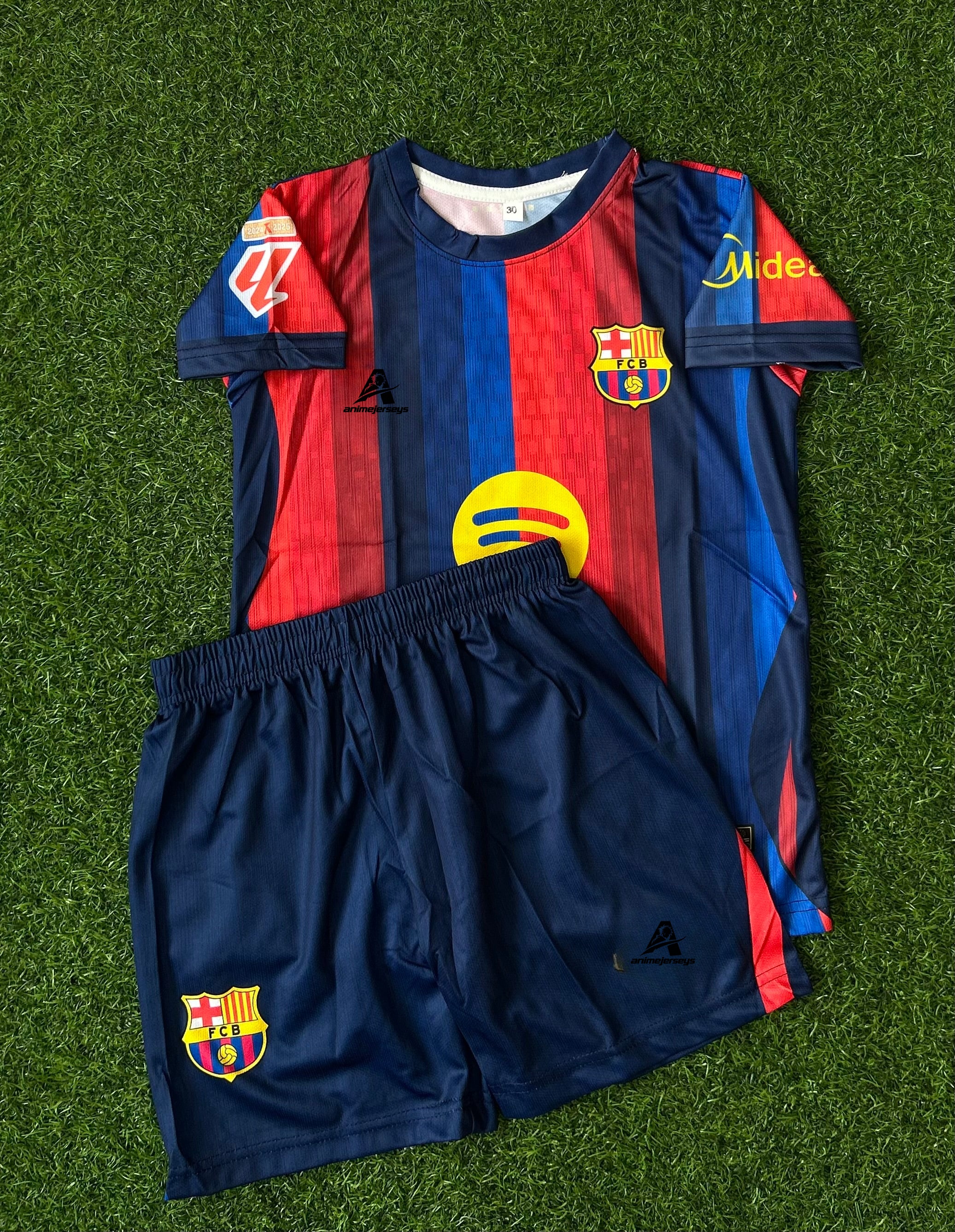 BARCELONA 2026-27 SEASON HOME JERSEY, HALF SLEEVE SUBLIMATION, JERSEY & SHORTS (KID SIZE)