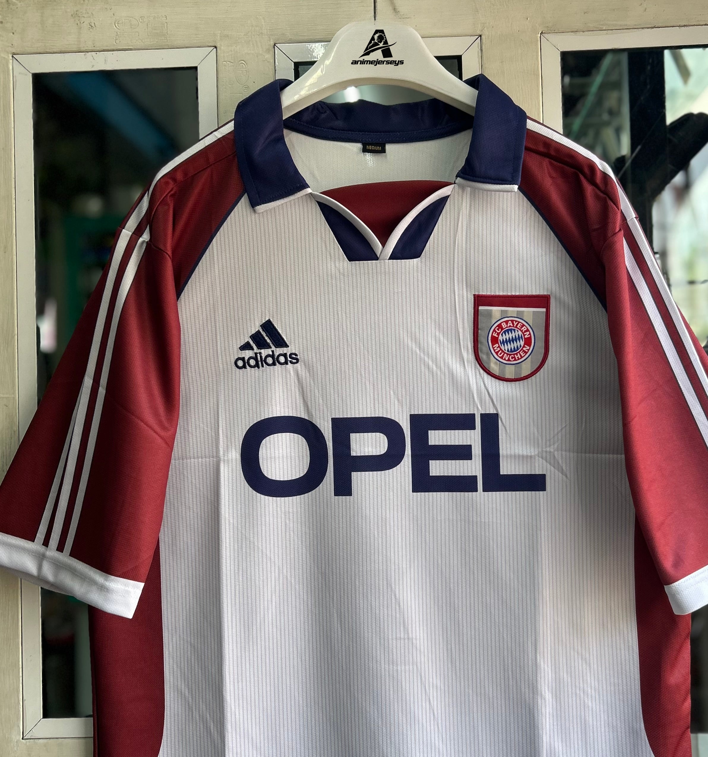 BAYERN MUNICH 1998-99 AWAY JERSEY, FIVE SLEEVE  POLO  EMBROIDERY