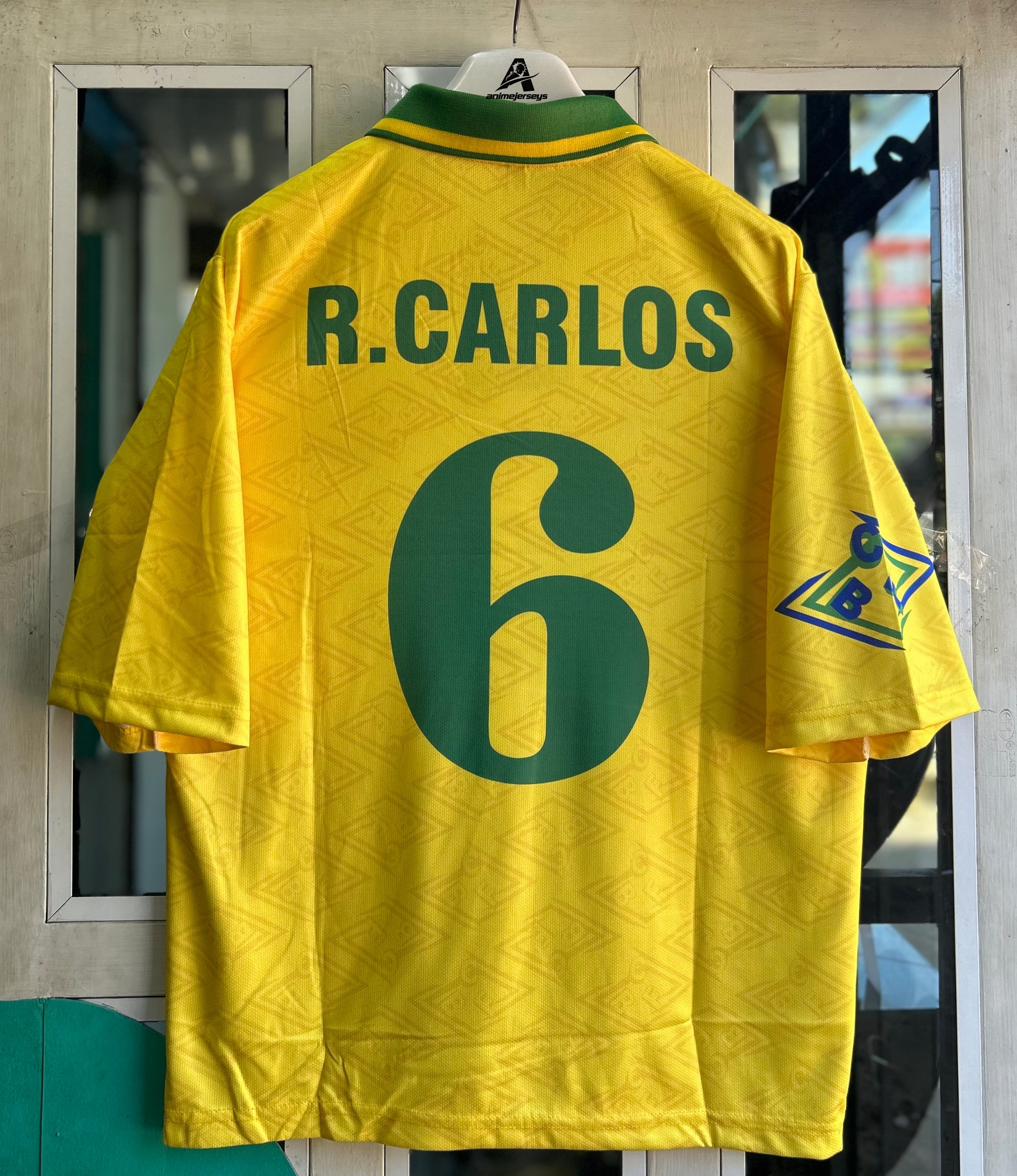 BRAZIL 1992 HOME JERSEY, FIVE SLEEVE POLO EMBROIDERY