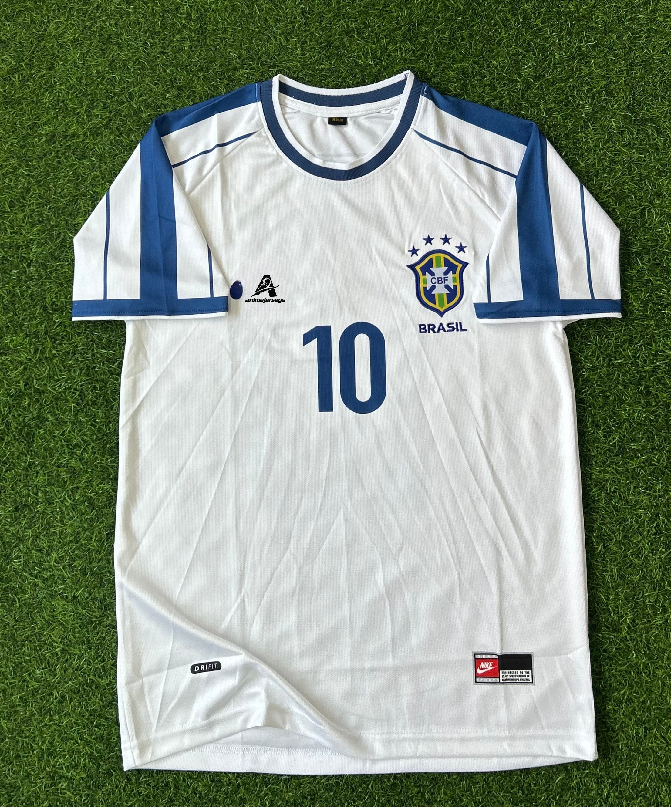 BRAZIL 1998 WHITE JERSEY, HALF SLEEVE EMBROIDERY