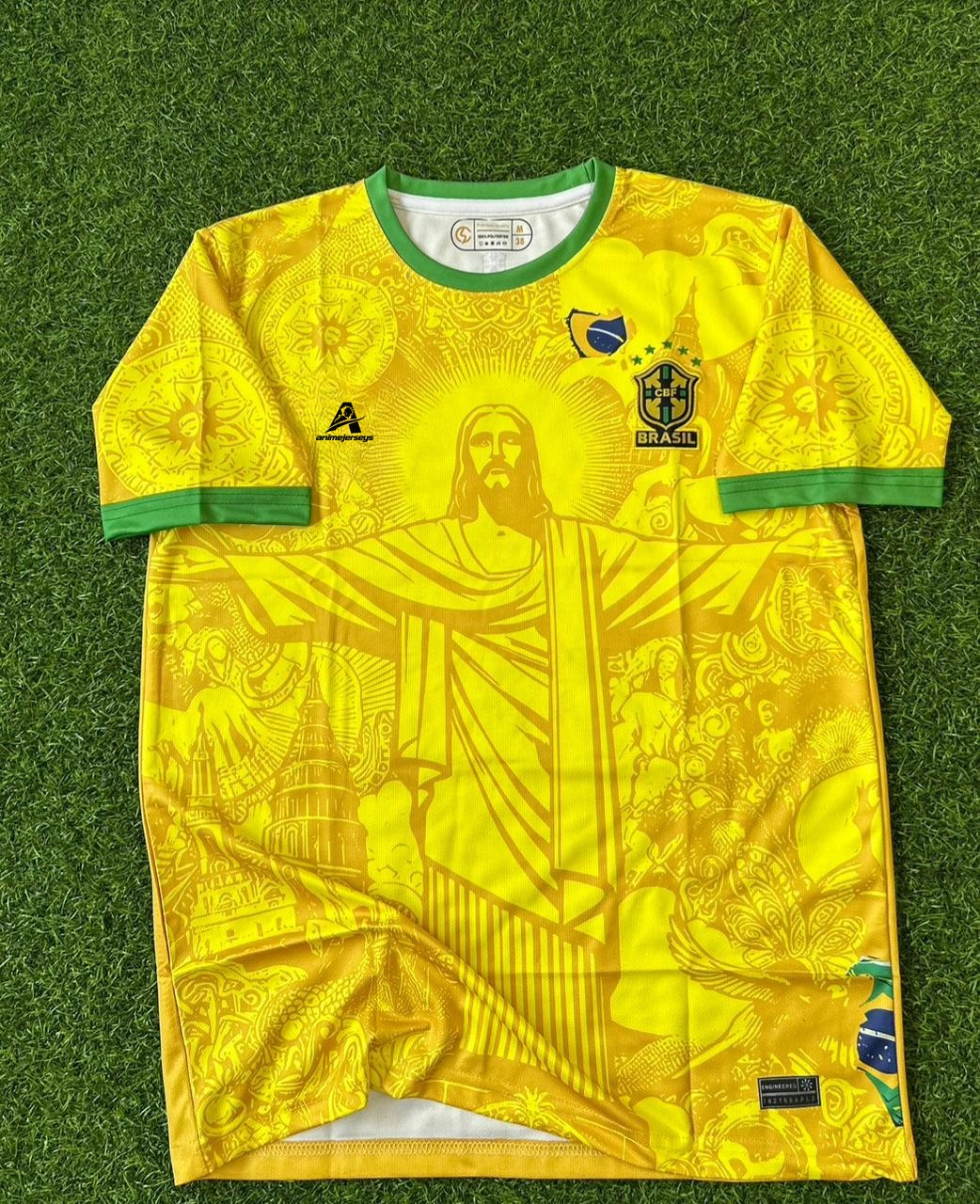 BRAZIL X CHRIST YELLOW , SPECIAL KIT, HALFSLEEVE EMBROIDERY