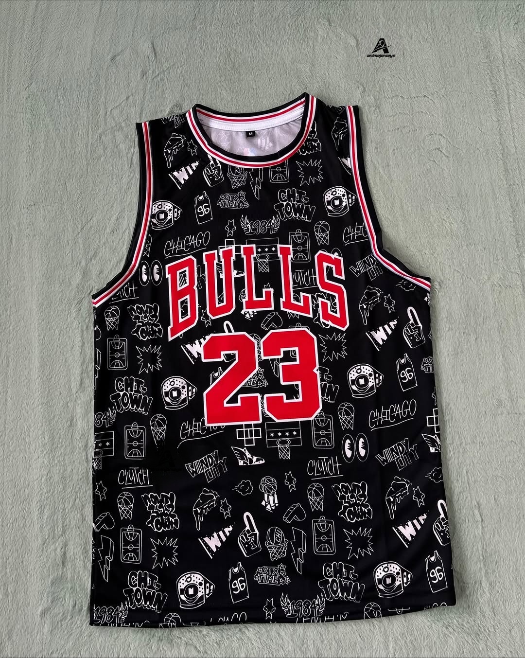Chicago Bulls #23 Basketball Jersey – Doodle / Logo Mash Edition