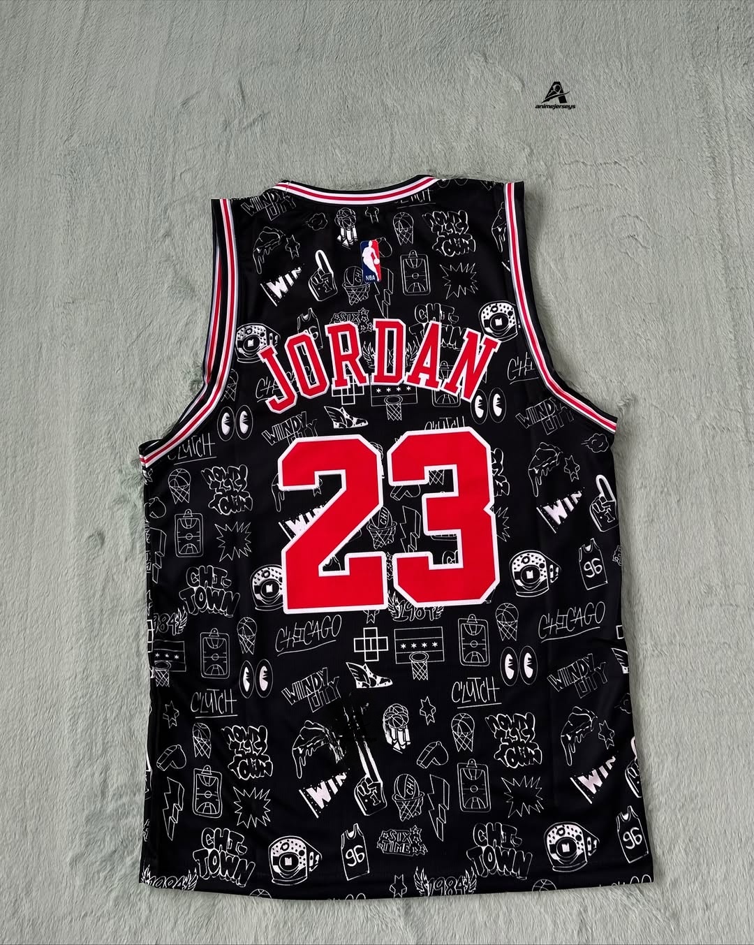 Chicago Bulls #23 Basketball Jersey – Doodle / Logo Mash Edition