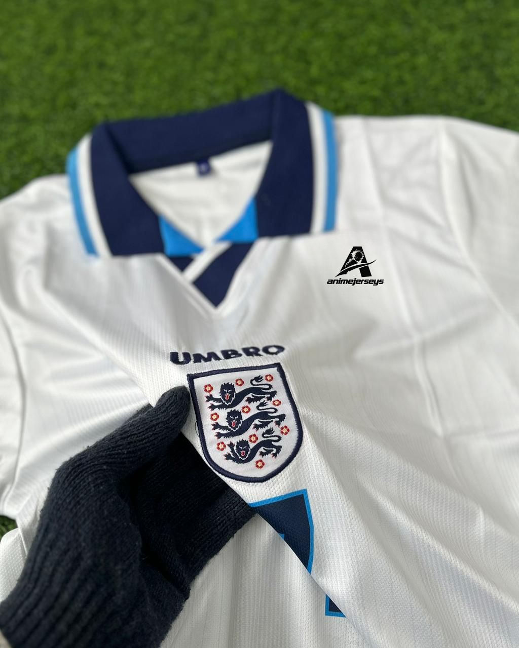 ENGLAND 1996 HOME KIT, HALFSLEEVE POLO EMBROIDERY