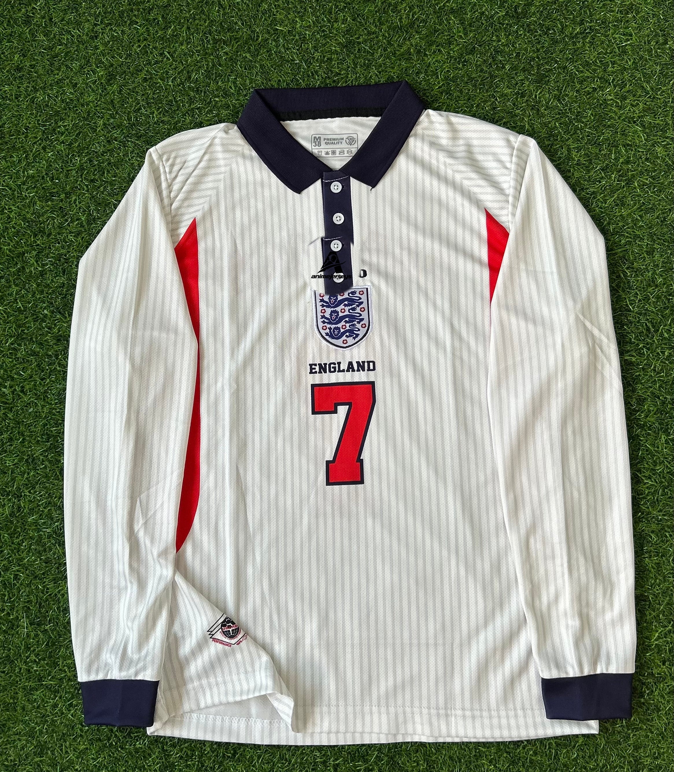 ENGLAND 1998 HOME JERSEY, FULL SLEEVE POLO EMBROIDERY
