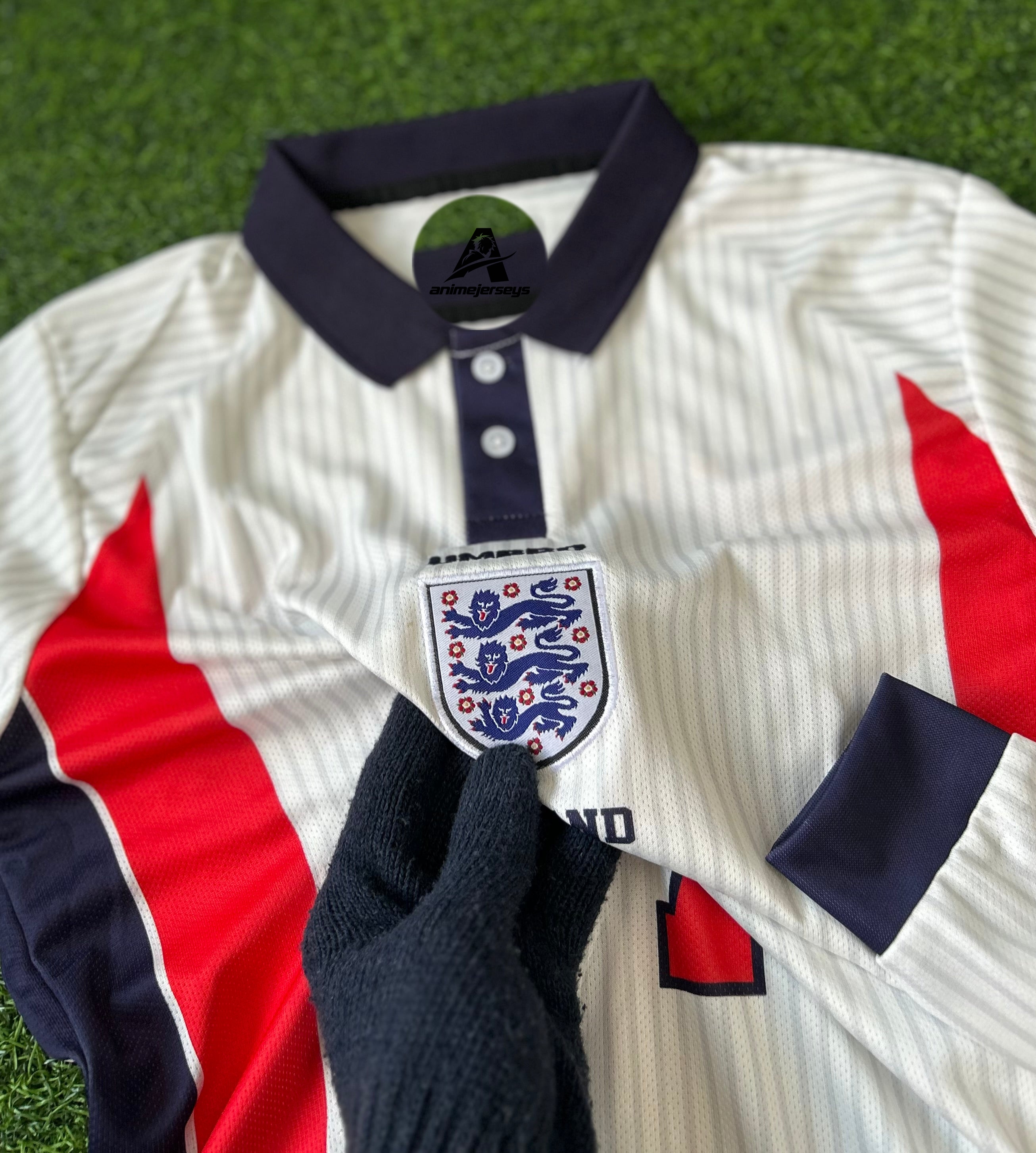 ENGLAND 1998 HOME JERSEY, FULL SLEEVE POLO EMBROIDERY