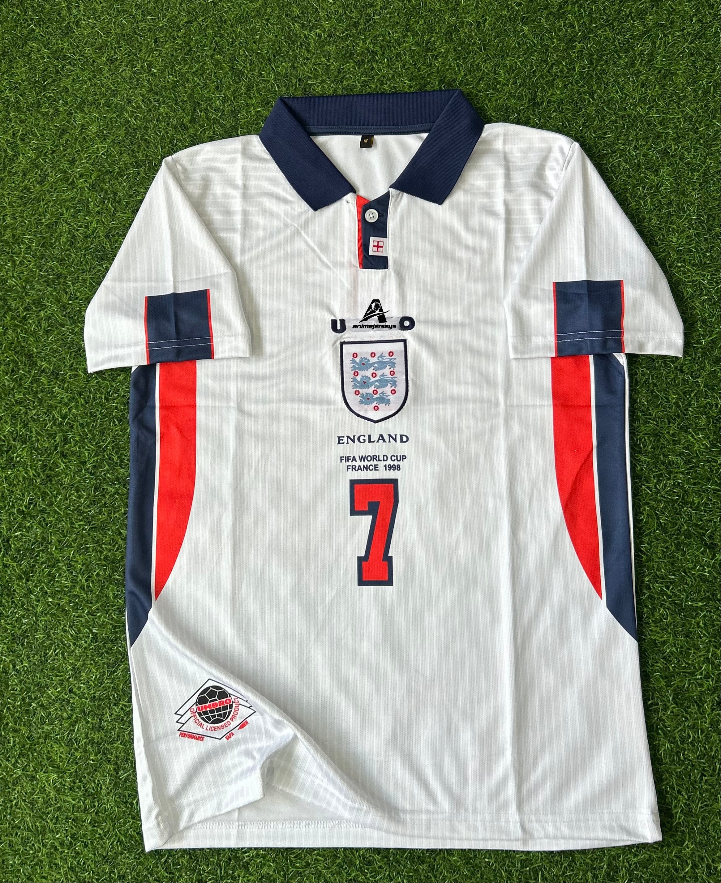 ENGLAND 1998 HOME JERSEY, HALF SLEEVE POLO EMBROIDERY