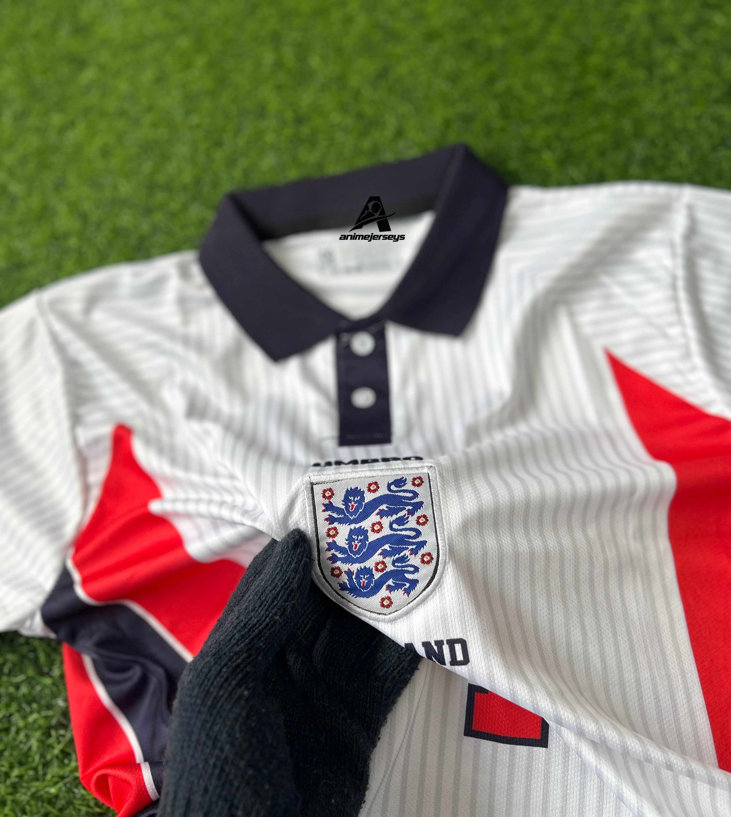 ENGLAND 1998 HOME JERSEY, HALF SLEEVE POLO EMBROIDERY