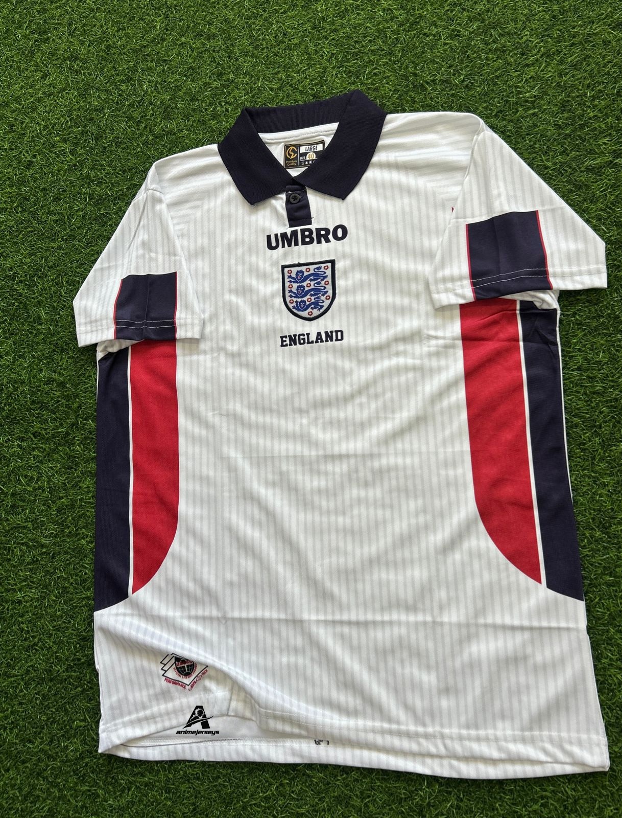 ENGLAND 1998 HOME KIT, HALFSLEEVE POLO EMBROIDERY