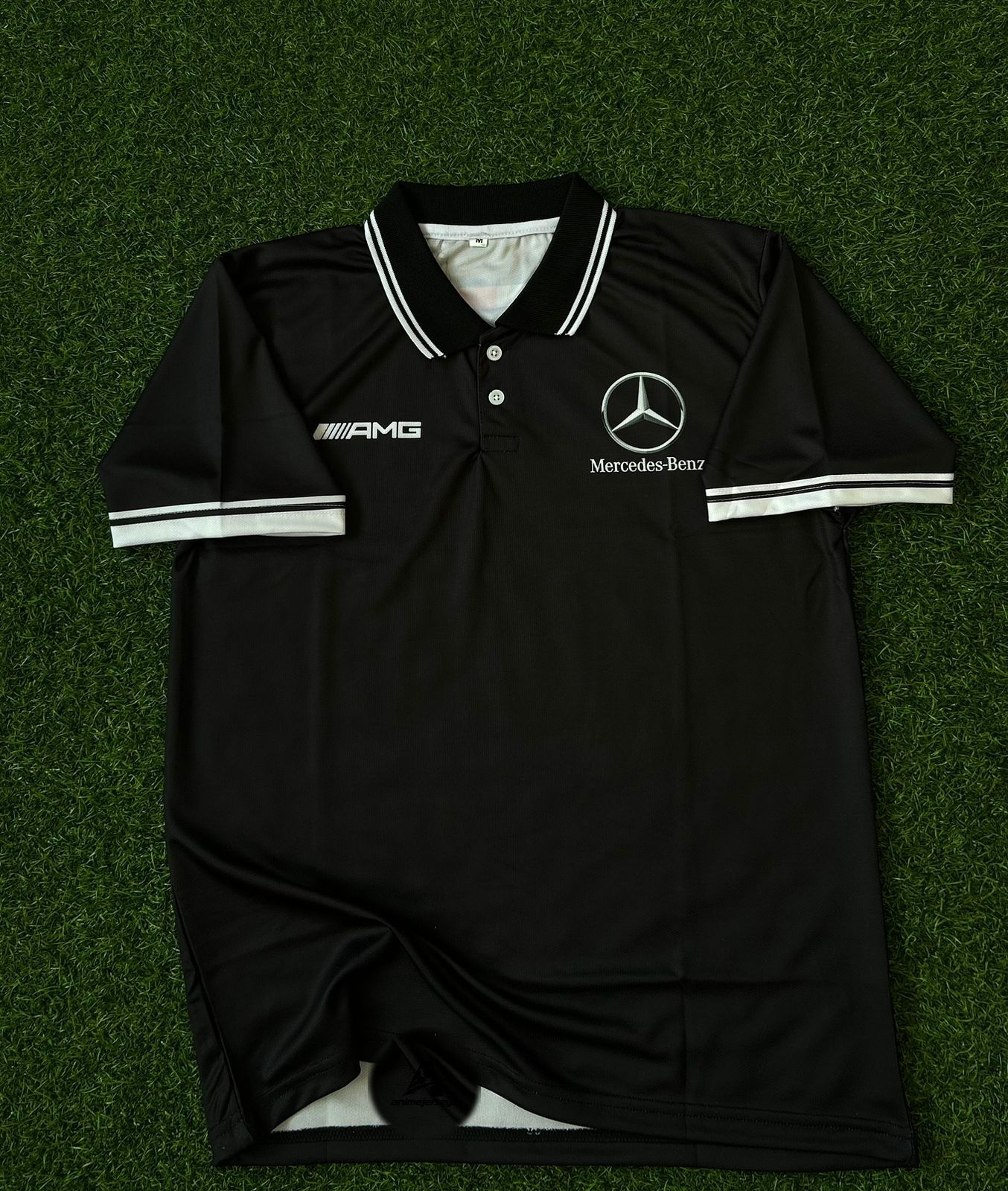F1  BENZ BLACK, HALFSLEEVE POLO SUBLIMATION