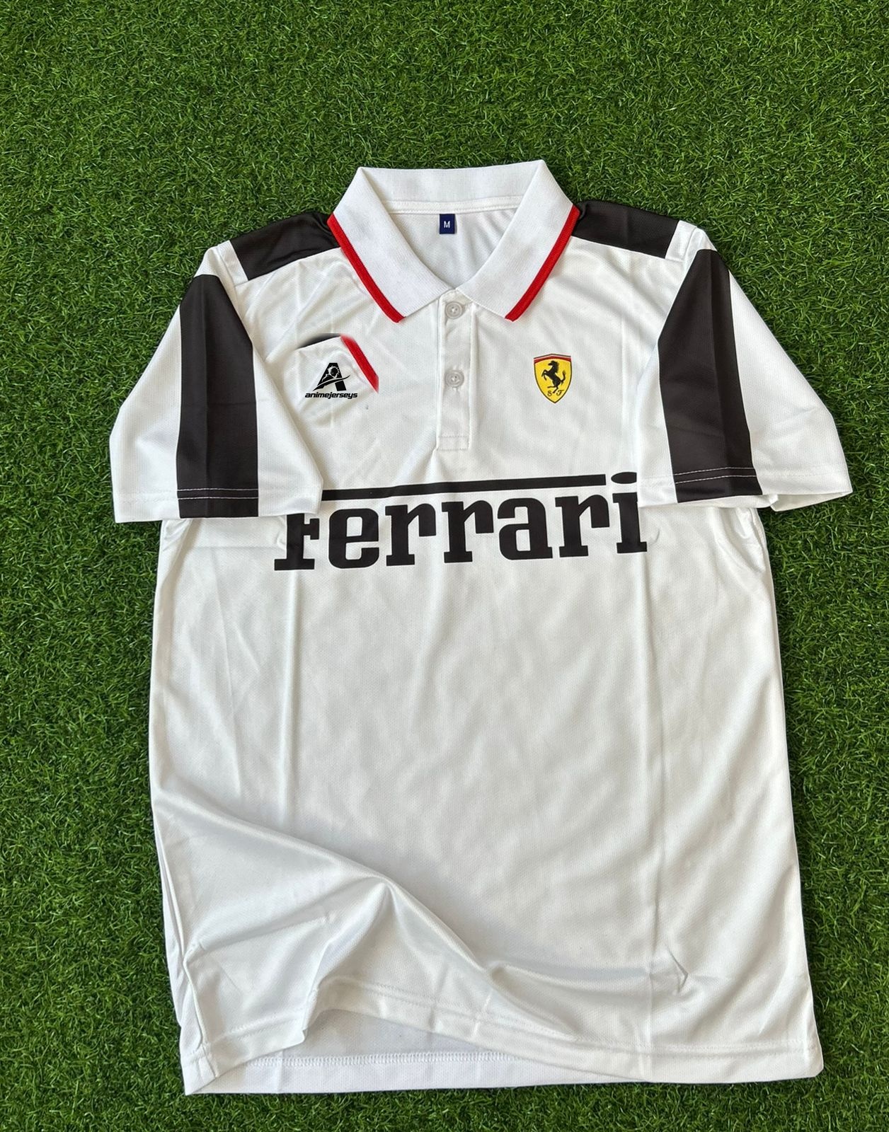 F1 FERRARI WHITE, HALFSLEEVE POLO SUBLIMATION(SIGNATURE)