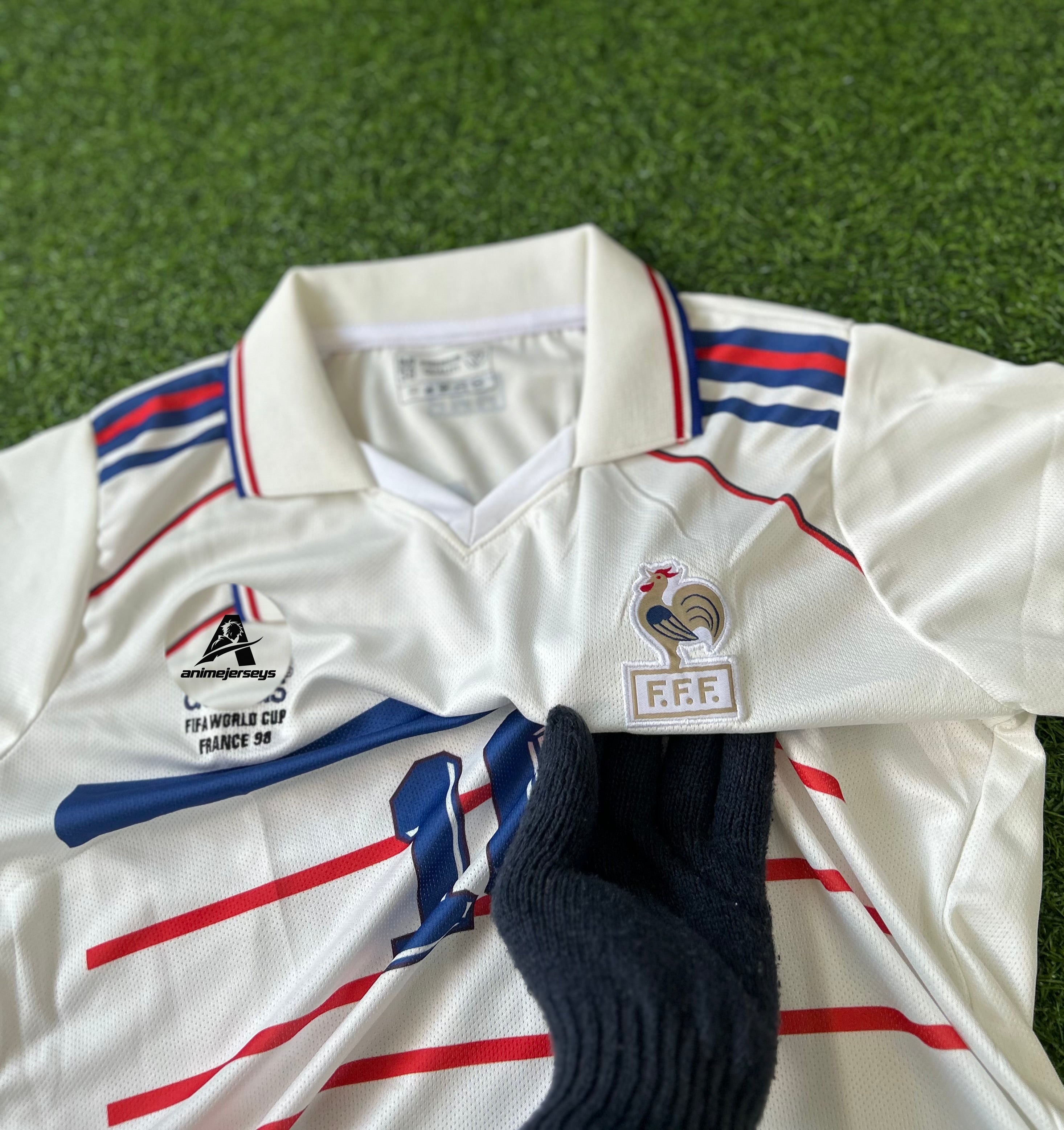 FRANCE 1998 AWAY JERSEY, HALF SLEEVE POLO EMBROIDERY