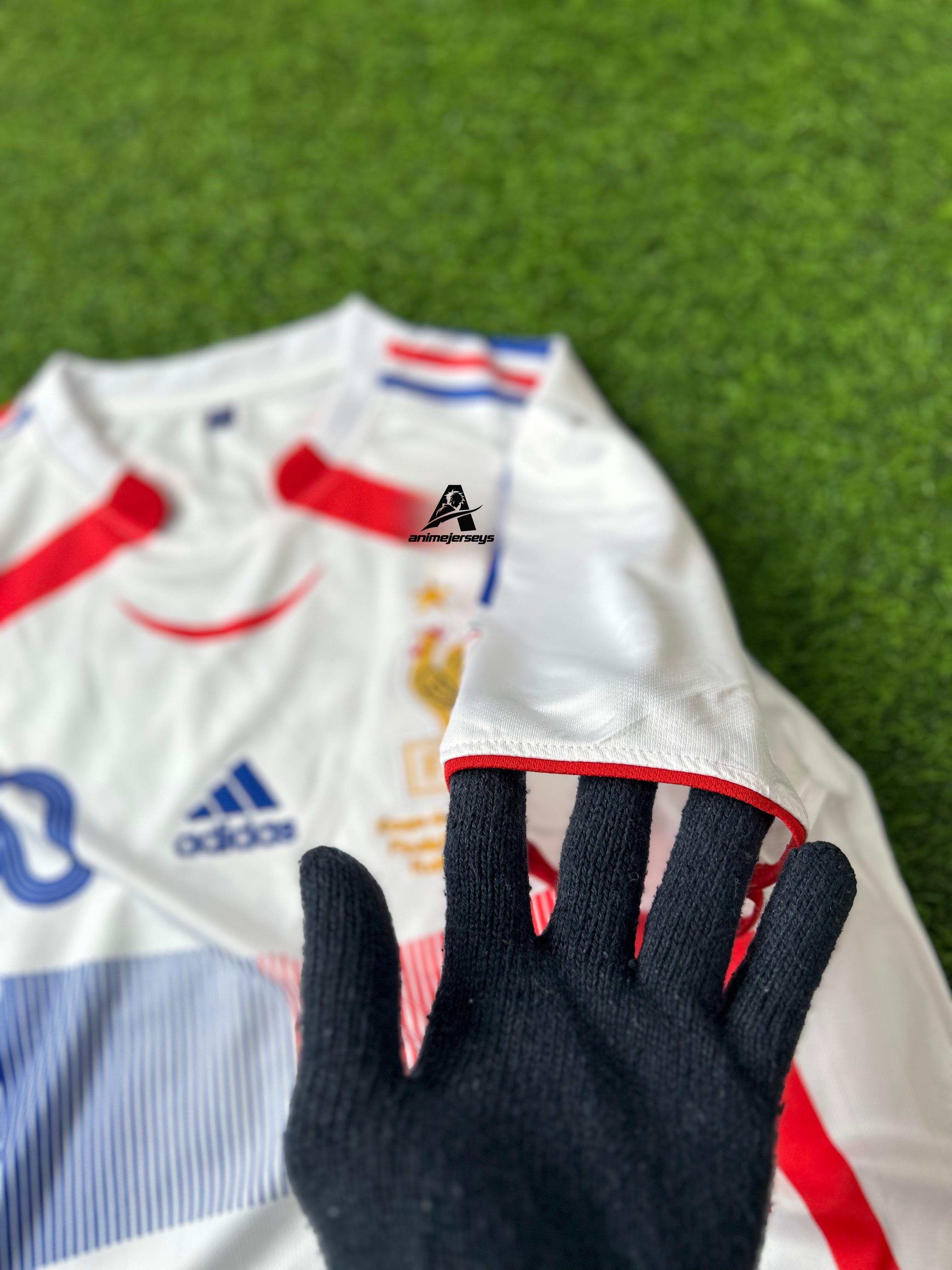 FRANCE 2006 WORLD CUP FINAL KIT ZIDANE HALFSLEEVE EMBROILEDERY OG NECK