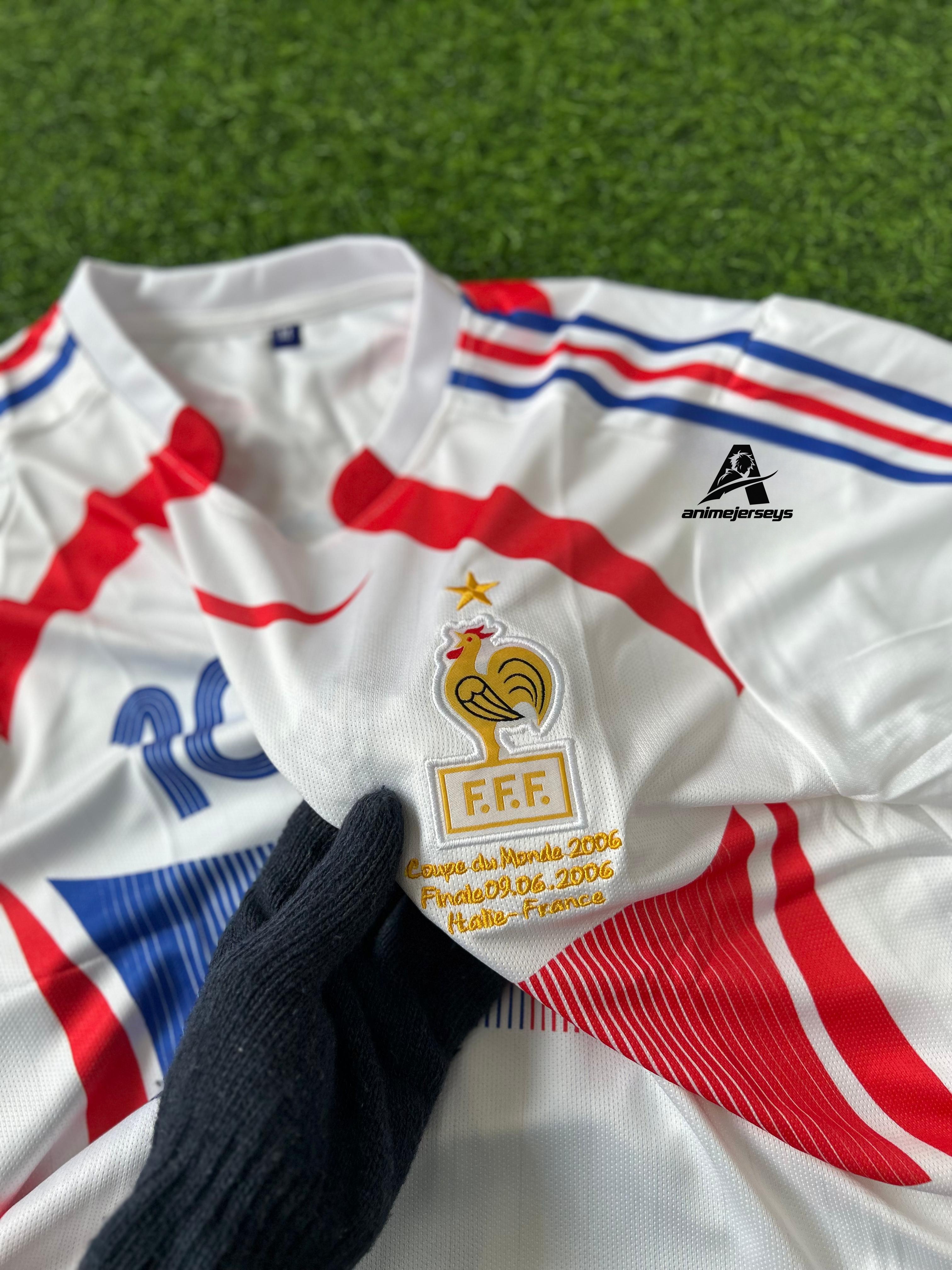 FRANCE 2006 WORLD CUP FINAL KIT ZIDANE HALFSLEEVE EMBROILEDERY OG NECK