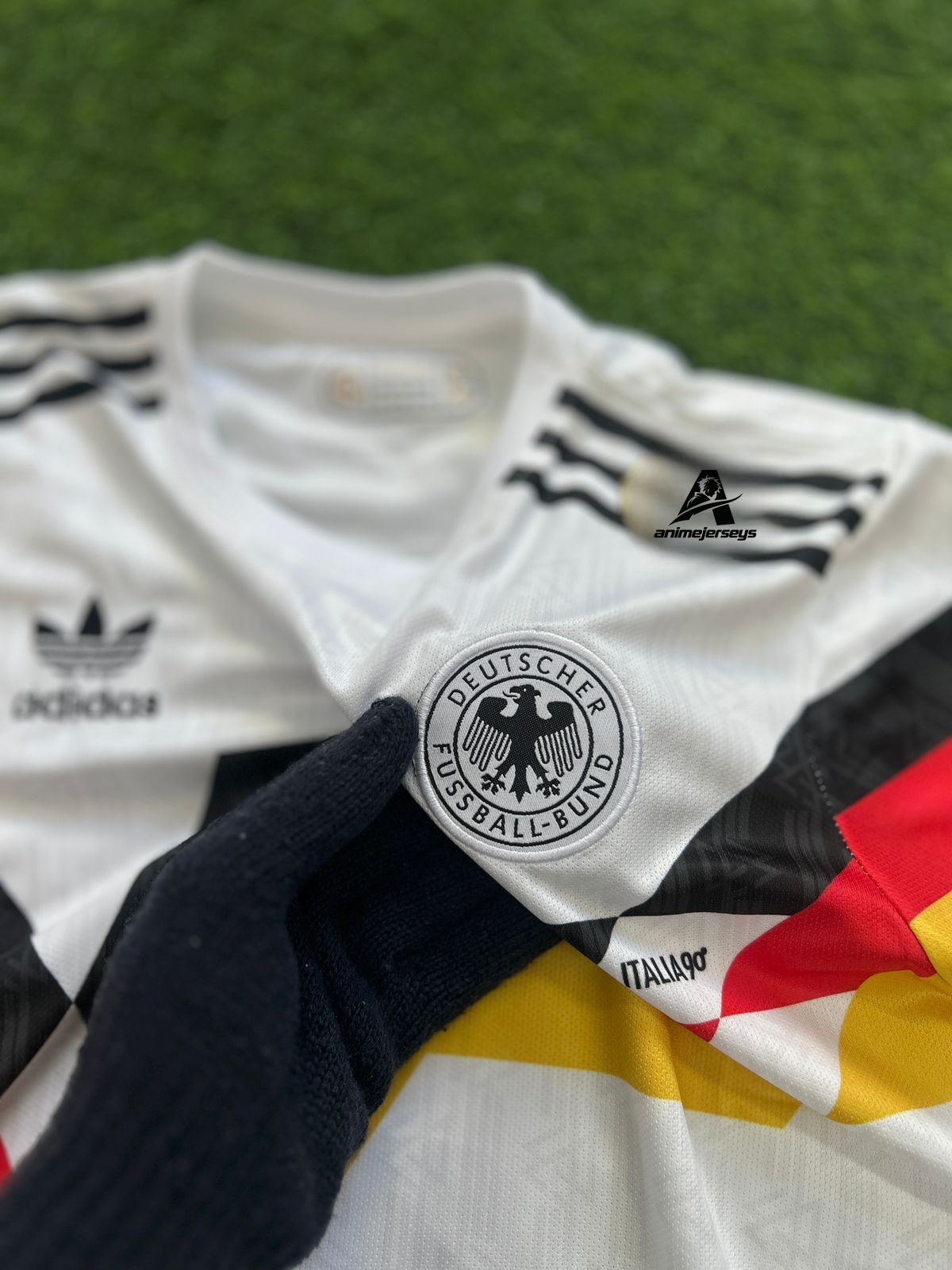 GERMANY 1990 RETRO KIT, HALFSLEEVE EMBROIDERY