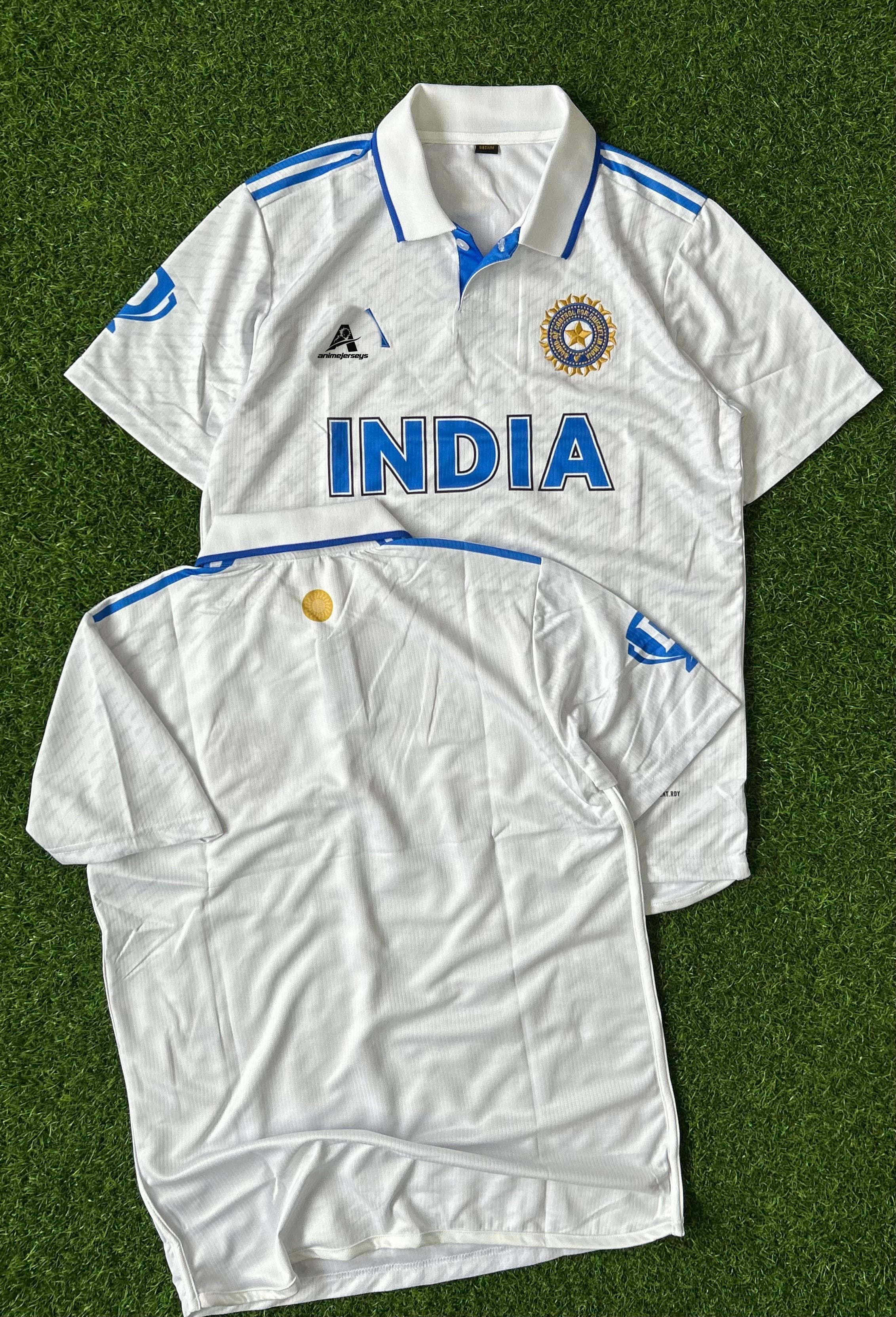 INDIA CRICKET TEST JERSEY, HALF SLEEVE  POLO  EMBROIDERY
