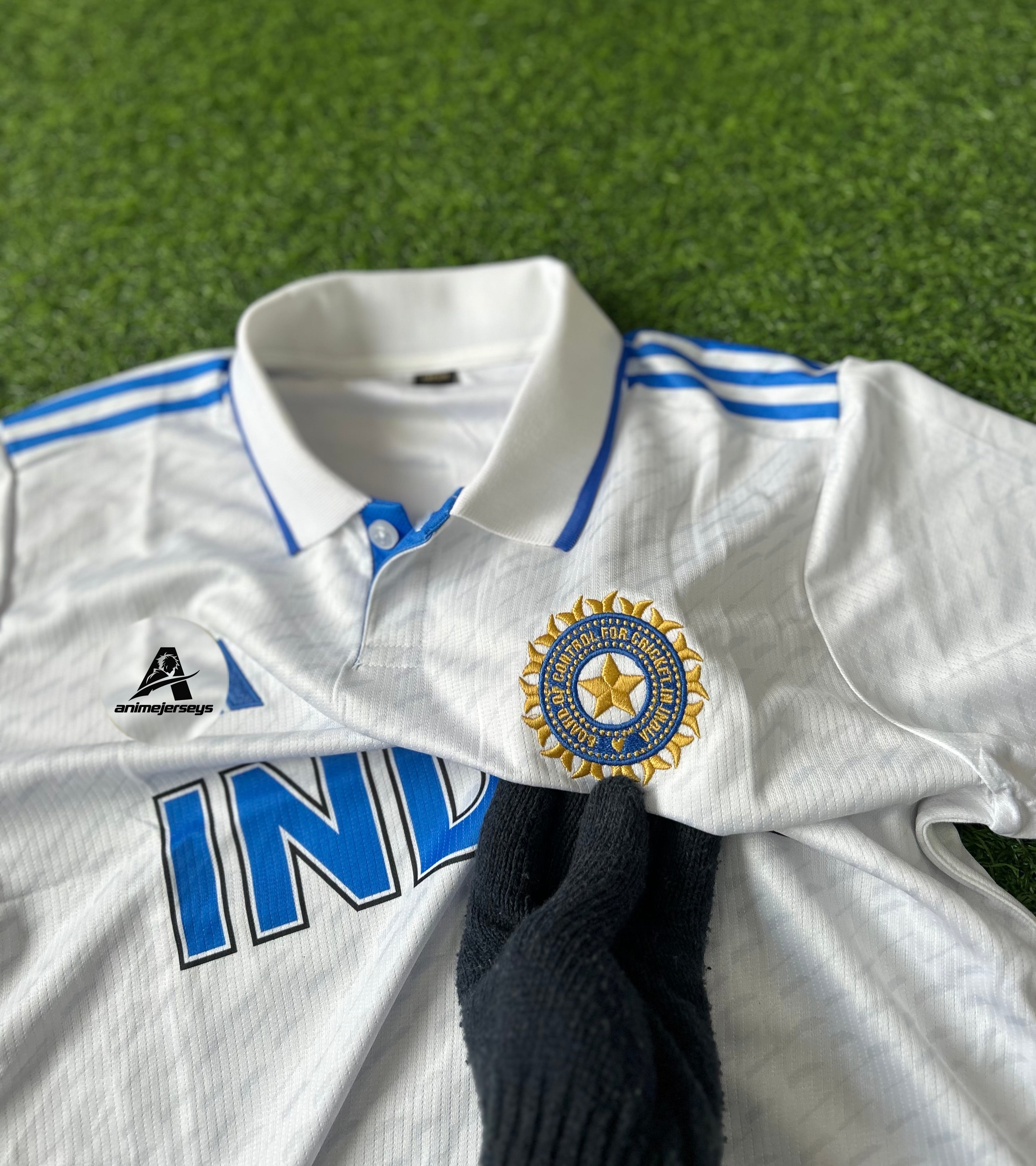 INDIA CRICKET TEST JERSEY, HALF SLEEVE  POLO  EMBROIDERY