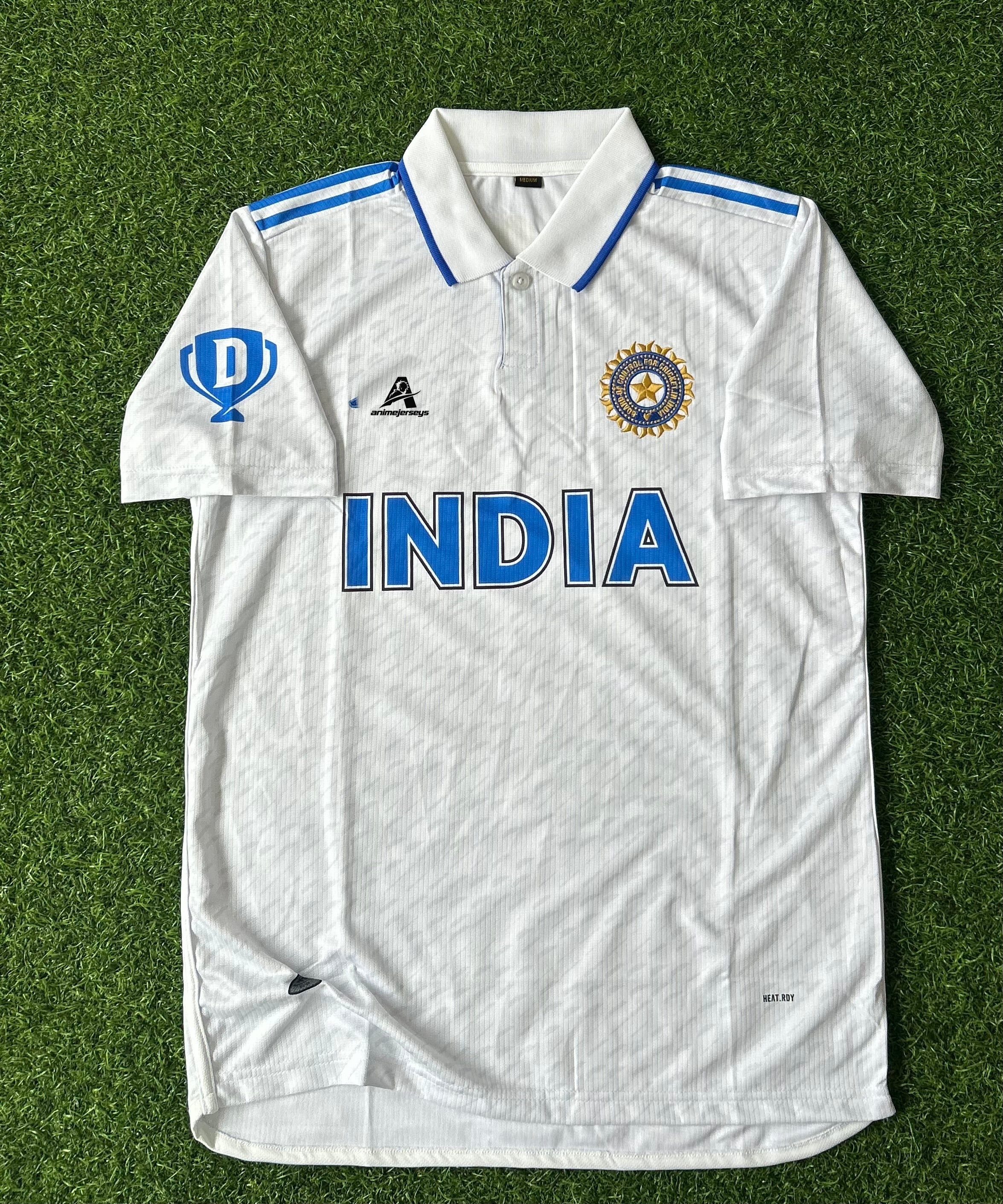 INDIA CRICKET TEST JERSEY, HALF SLEEVE  POLO  EMBROIDERY