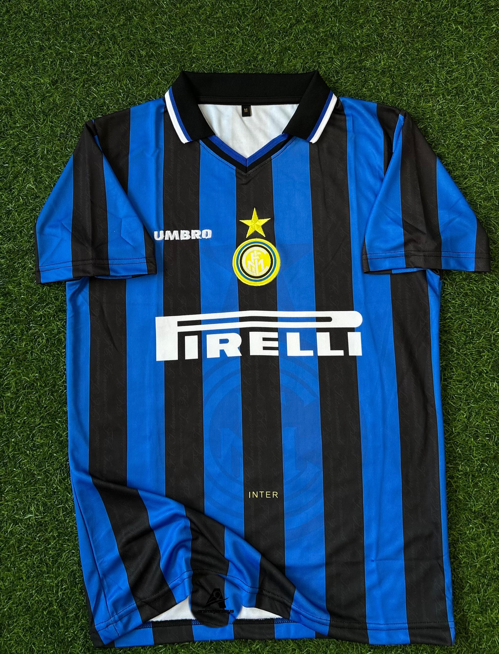 INTERMILAN 1997-98 SEASON HOME KIT. HALFSLEEVE POLO EMBROIDERY