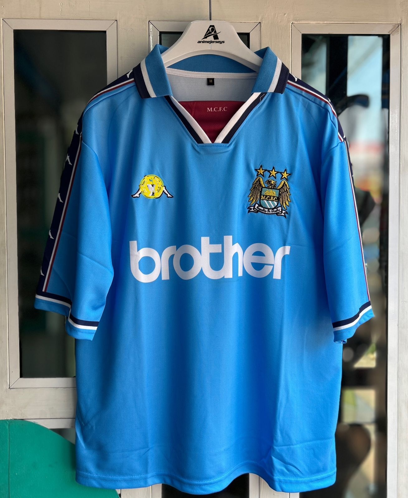 MAN CITY 1997-99 HOME KIT, FIVESLEEVE POLO EMBROIDERY