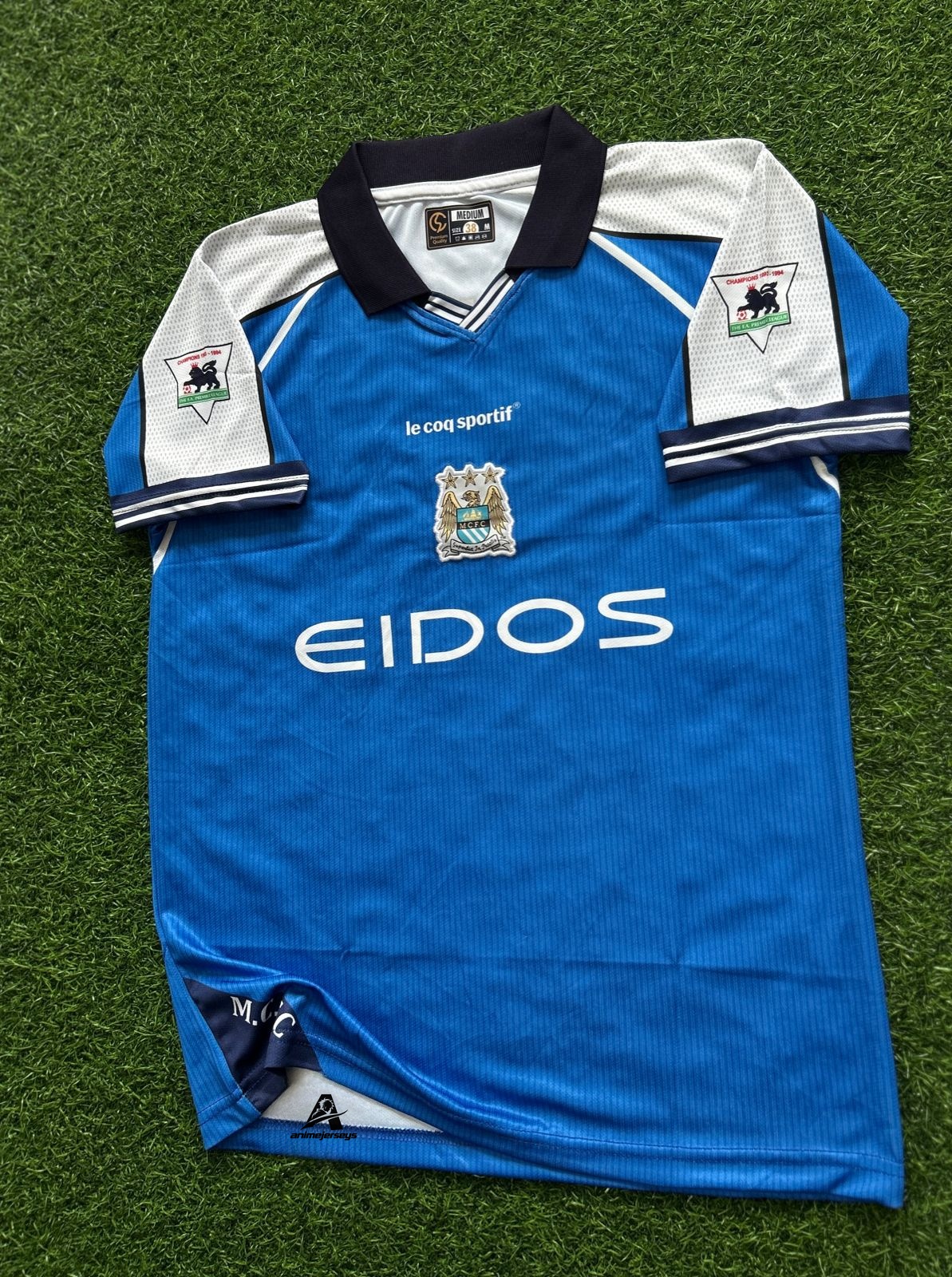 MAN CITY 1999-01 HOME KIT, HALFSLEEVE POLO EMBROIDERY