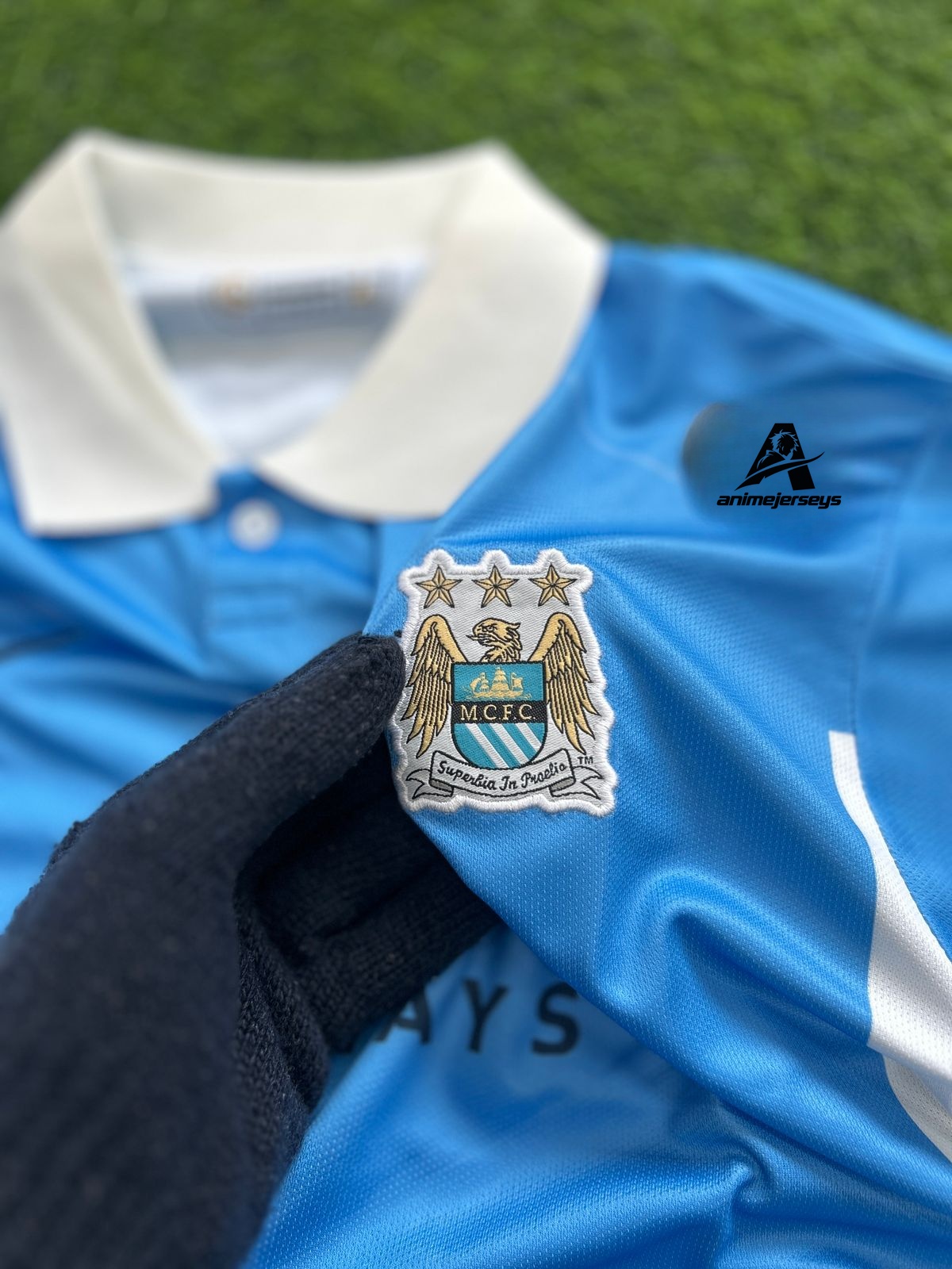 MAN CITY 2015-16 HOME KIT, HALFSLEEVE POLO EMBROIDERY