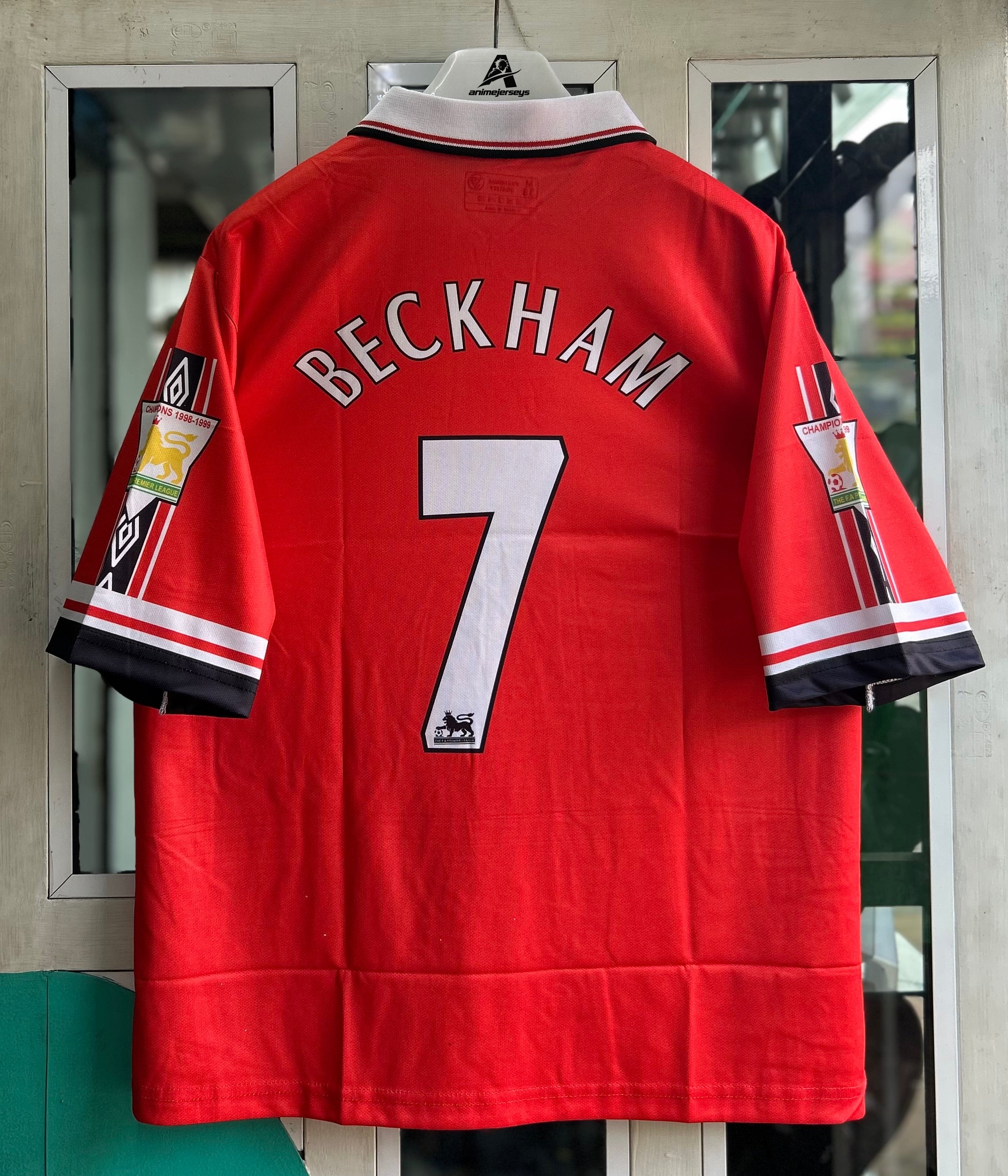 MAN UNITED 1998-99 HOME KIT, FIVE SLEEVE POLO  SUBLIMATION