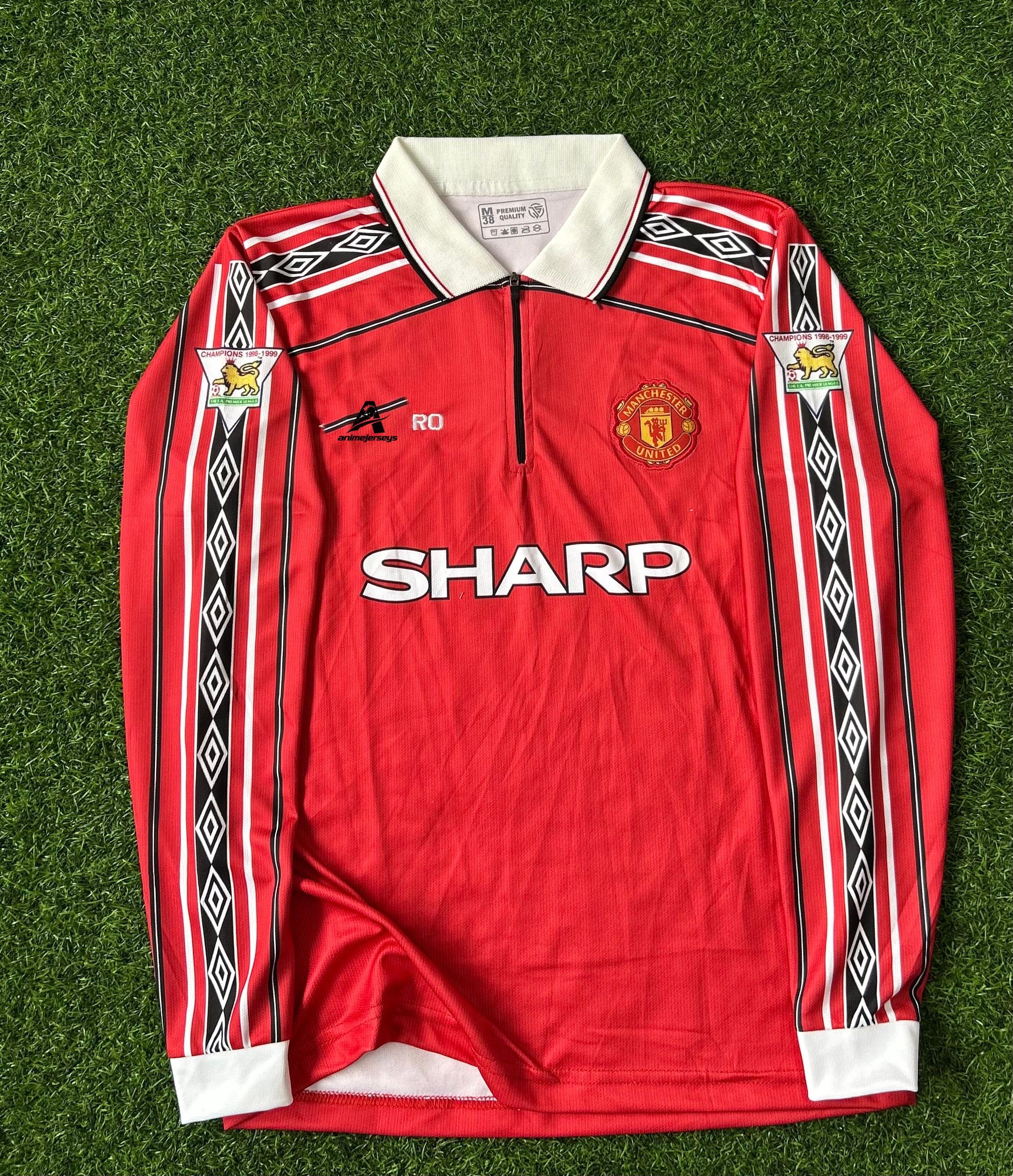 MAN UNITED 1998-99 HOME KIT, FULL SLEEVE POLO EMBROIDERY