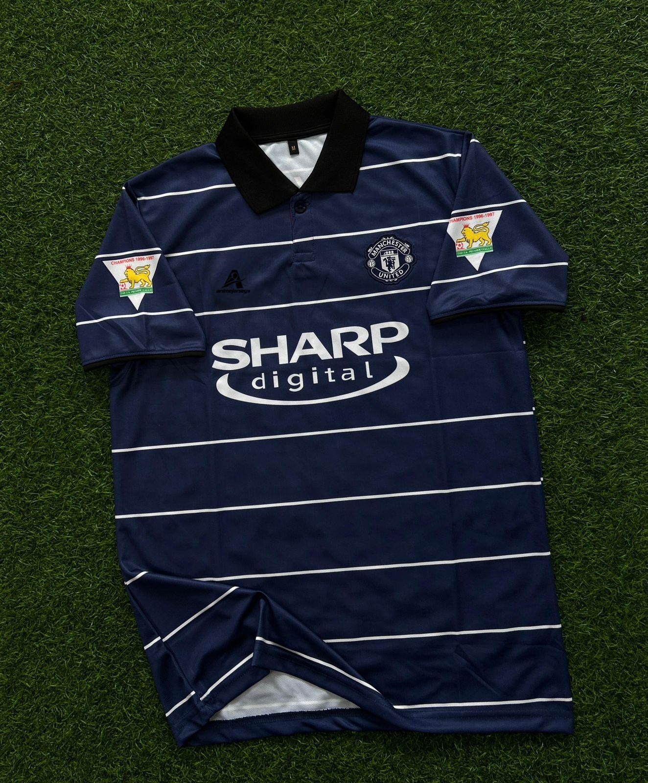 MAN UNITED 1999-00 AWAY KIT, HALFSLEEVE POLO EMBROIDERY
