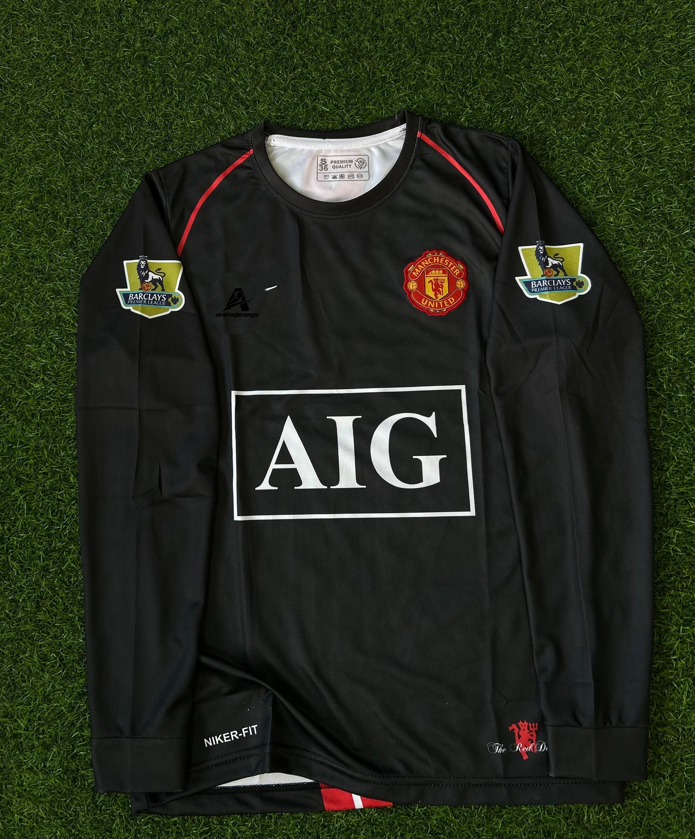 MAN UNITED 2007-08 AWAY JERSEY, FULL SLEEVE EMBROIDERY