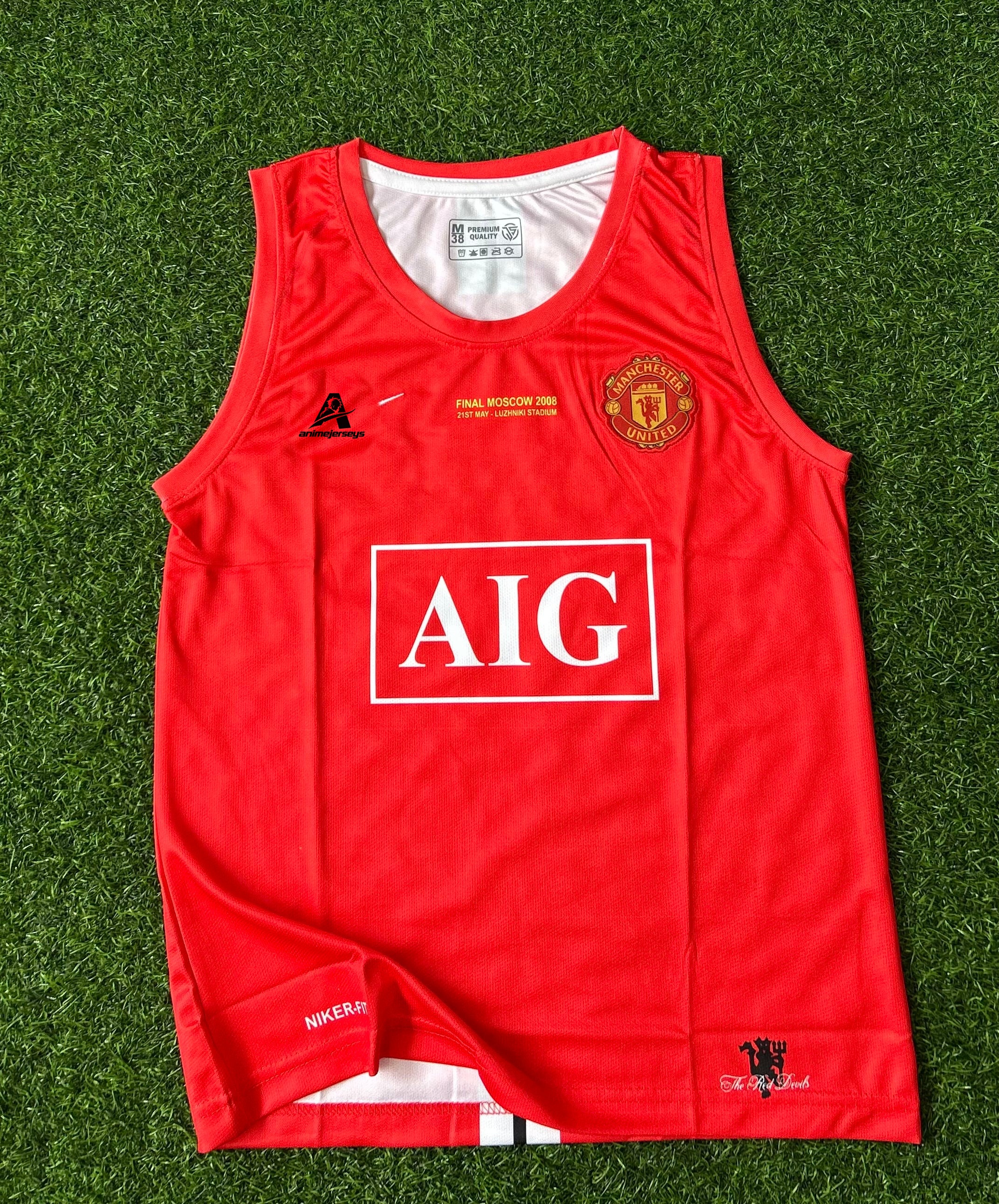 MAN UNITED 2007-08 HOME JERSEY, SLEEVELESS EMBROIDERY