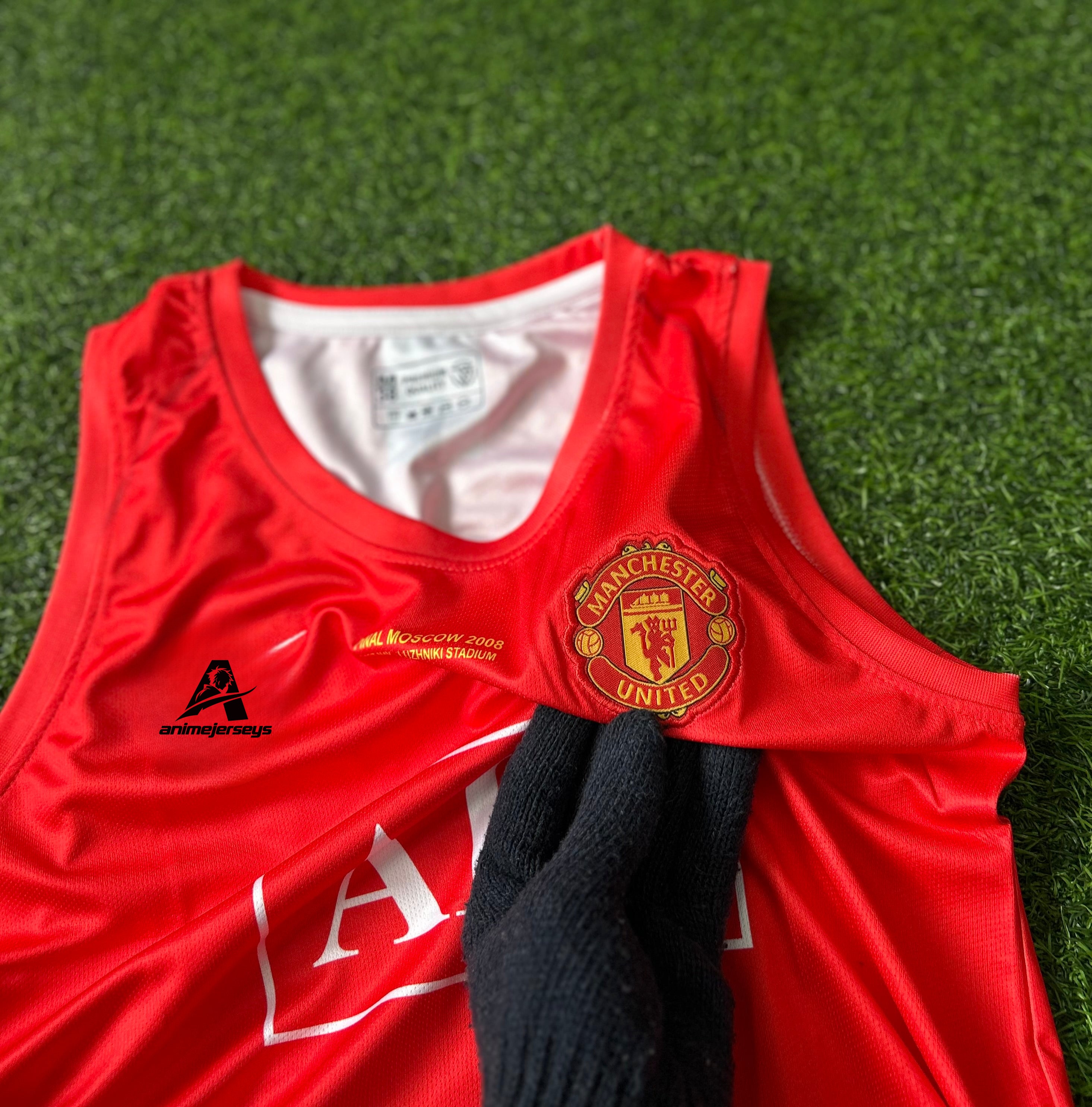 MAN UNITED 2007-08 HOME JERSEY, SLEEVELESS EMBROIDERY