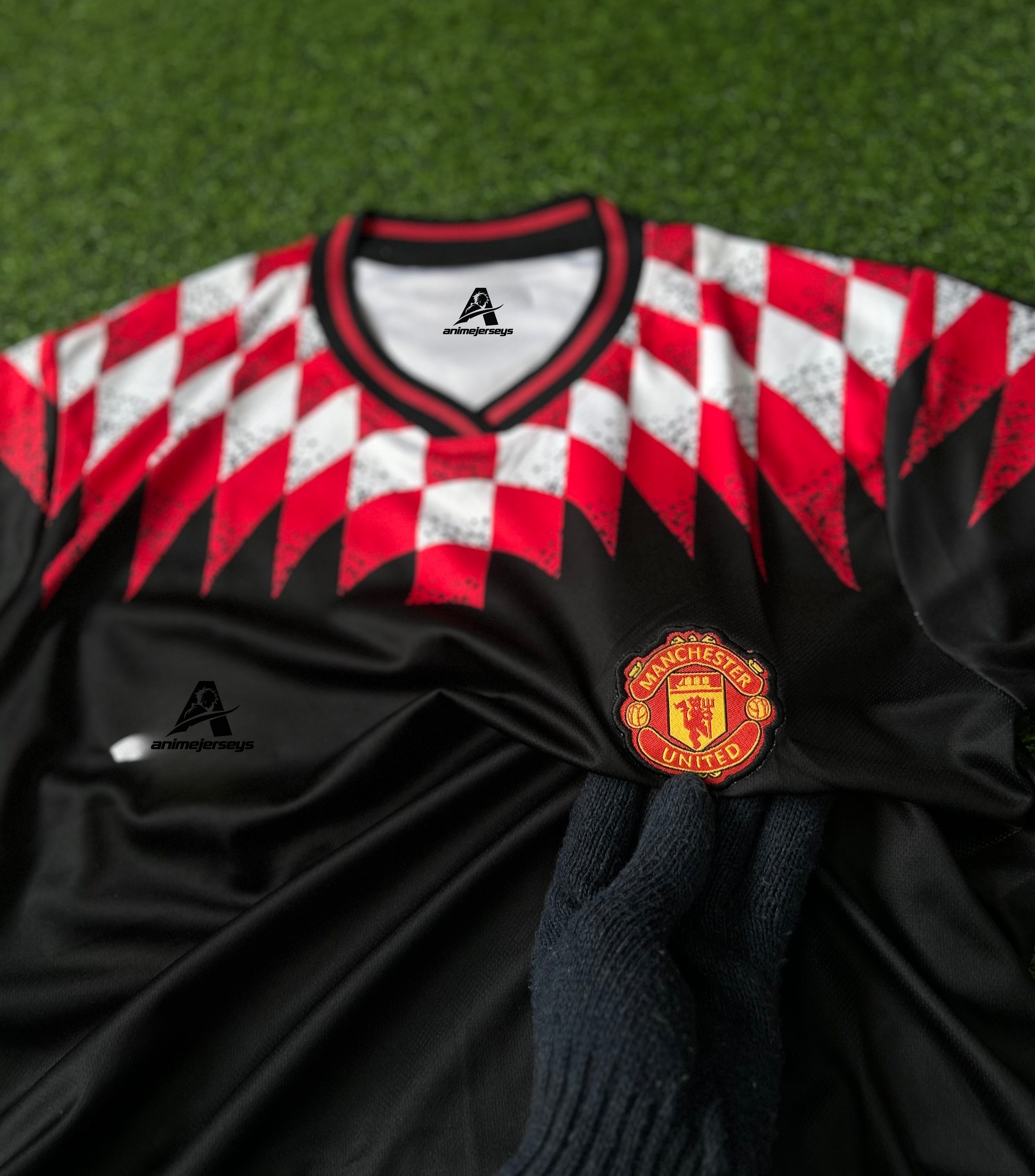 MAN UNITED STADIUM JERSEY BLACK, HALF SLEEVE EMBROIDERY