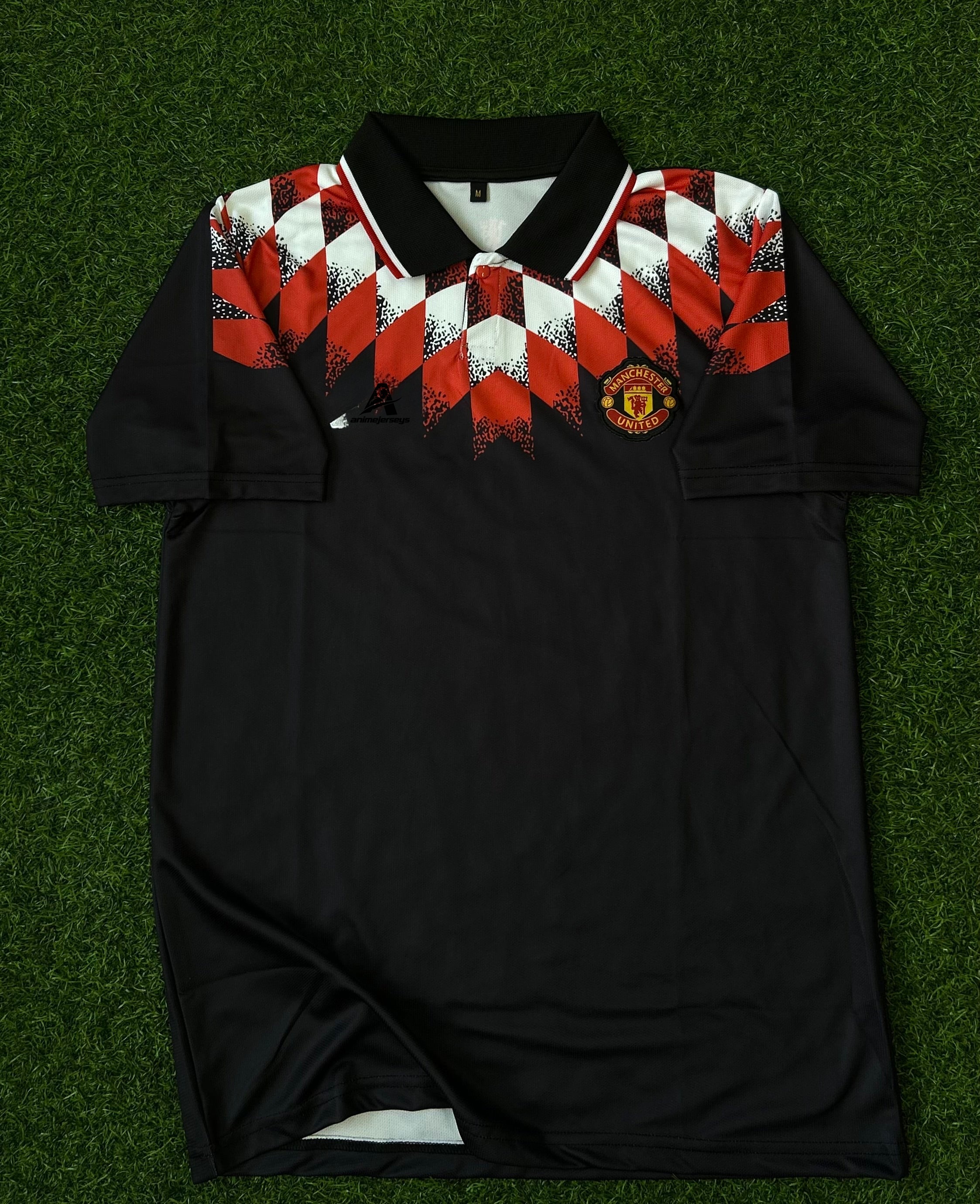 MAN UNITED STADIUM JERSEY BLACK, HALF SLEEVE POLO EMBROIDERY