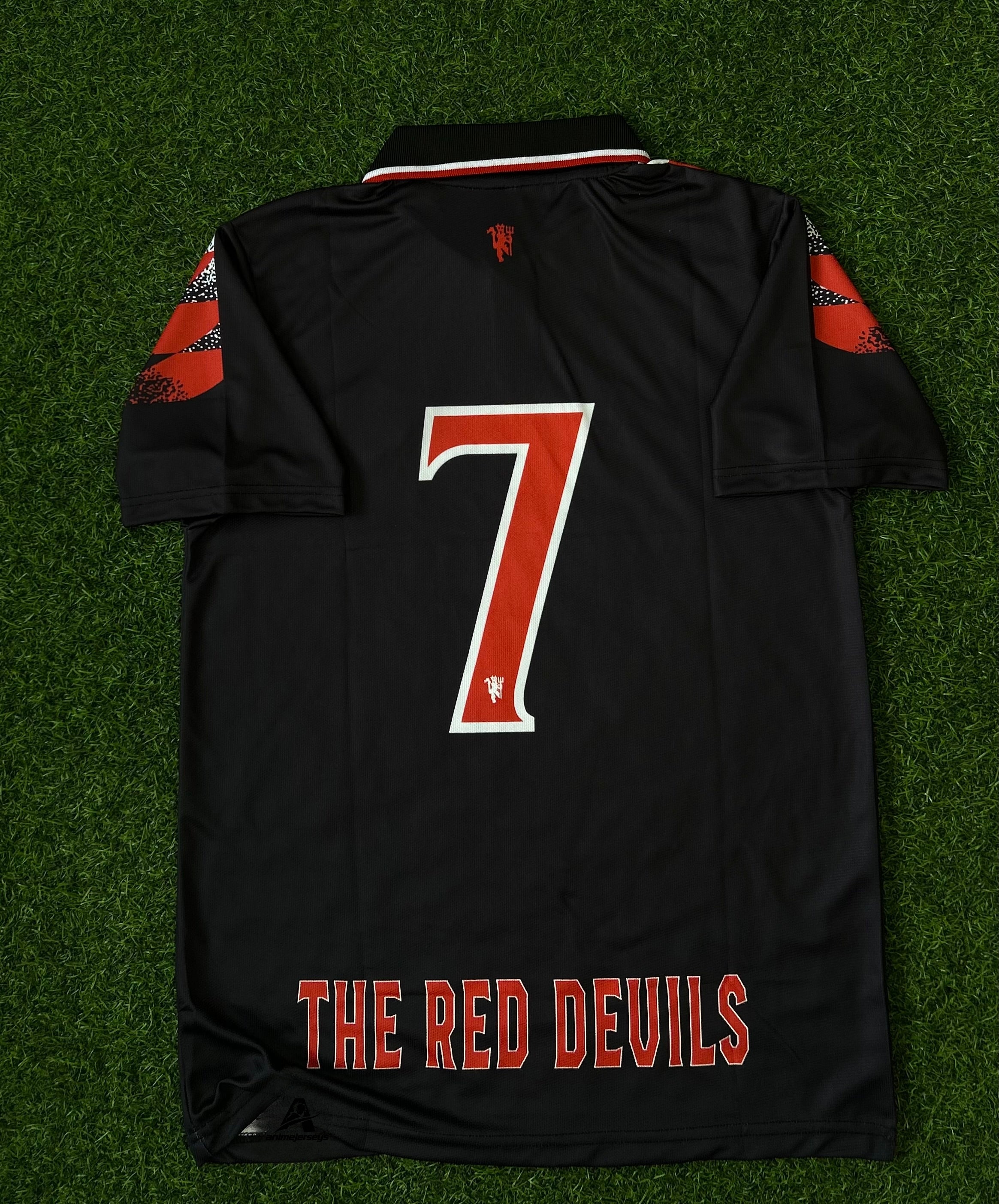 MAN UNITED STADIUM JERSEY BLACK, HALF SLEEVE POLO EMBROIDERY