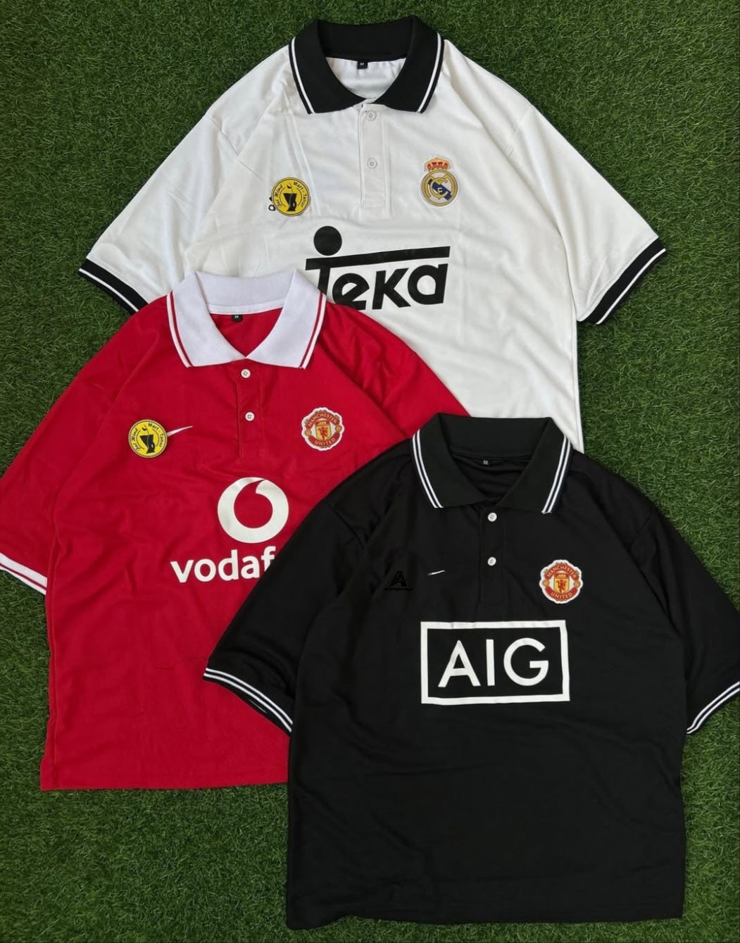 PRIMIUM FIVESLEEVE T-SHIRT. FIVESLEEVE POLO EMBROIDERY, MAN UNITED & REAL MADRID