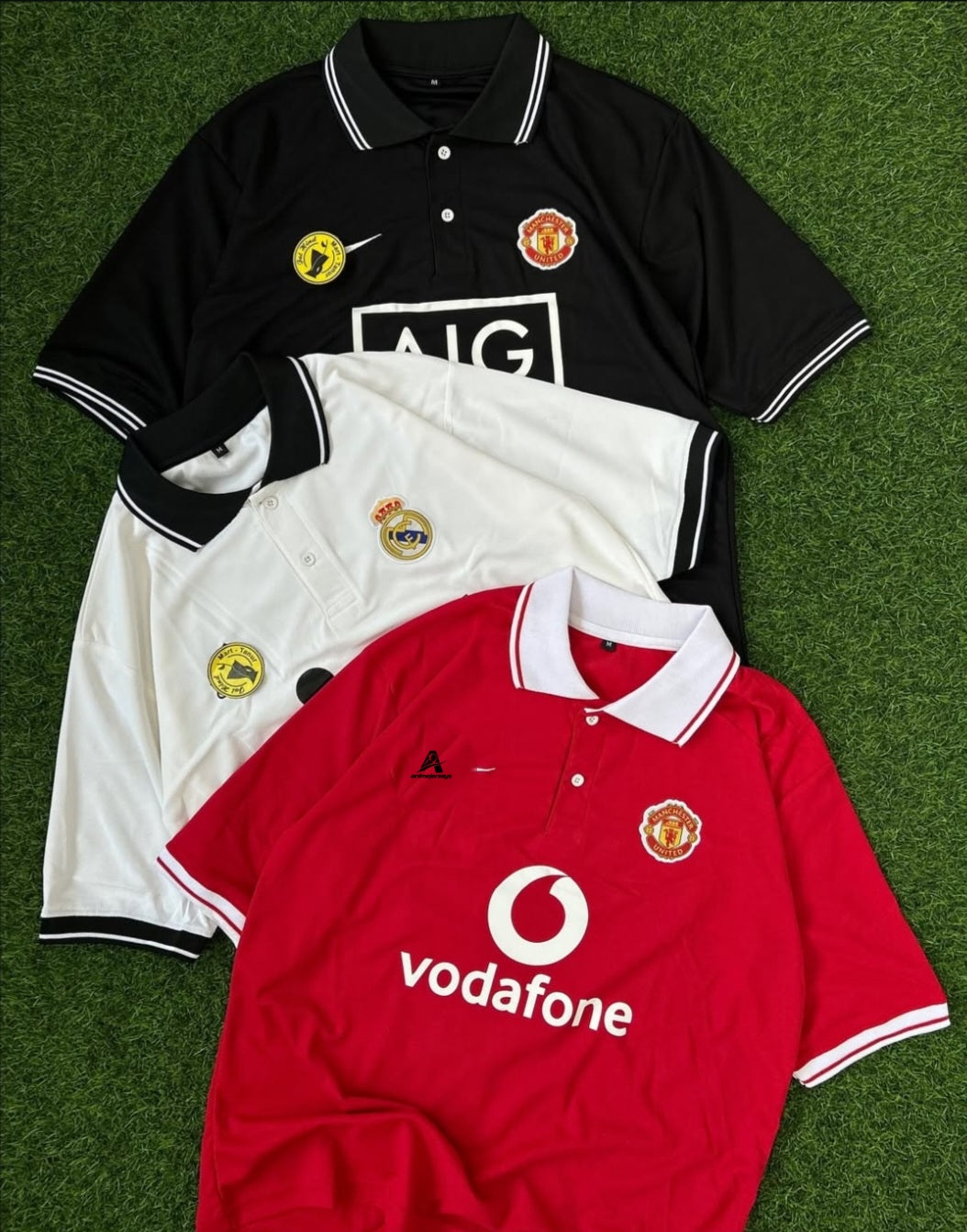PRIMIUM FIVESLEEVE T-SHIRT. FIVESLEEVE POLO EMBROIDERY, MAN UNITED & REAL MADRID