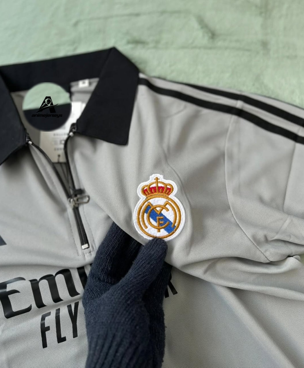 PRIMIUM FIVESLEEVE T-SHIRT. POLO EMBROIDERY,REAL MADRID LOGO